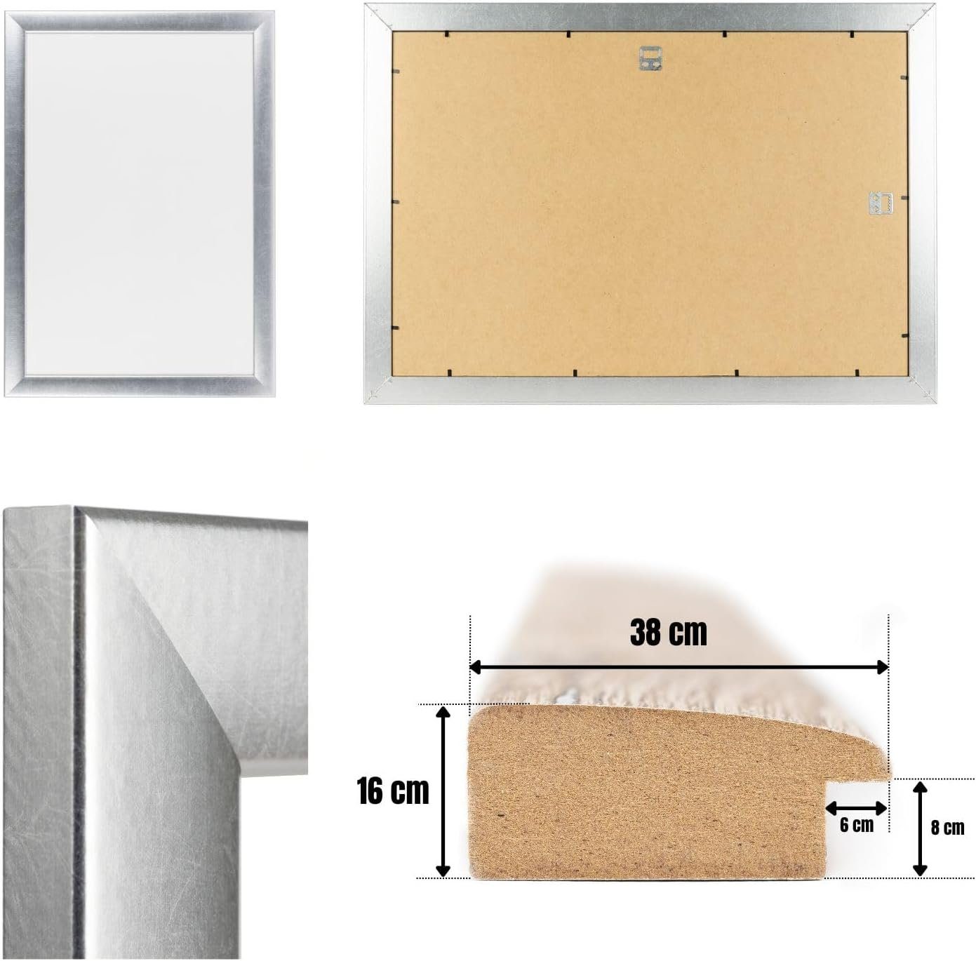 Clamaro Bilderrahmen, Silber CLAMARO 53G Neo Collage nach Maß modern Holz