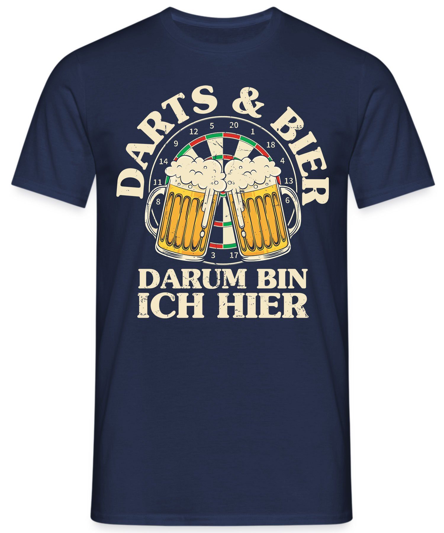 Dartscheibe T-Shirt Bier (1-tlg) Dart Kurzarmshirt Blau Navy Herren & Formatee Dartspieler Dartpfeil Quattro Darts -