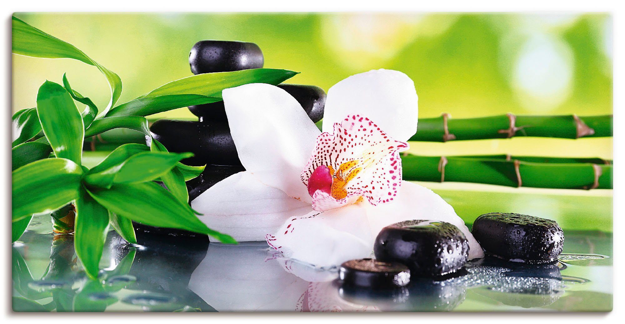 Artland Wandbild Spa Steine Bambus Zweige Orchidee, Zen (1 St), als Alubild, Leinwandbild, Poster in verschied. Größen