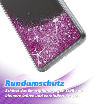 EAZY CASE Handyhülle Liquid Glittery Case für Samsung Galaxy S20 / 5G 6,2 Zoll, Bumper Case Back Cover Glitter Glossy Handyhülle Etui Violett Lila