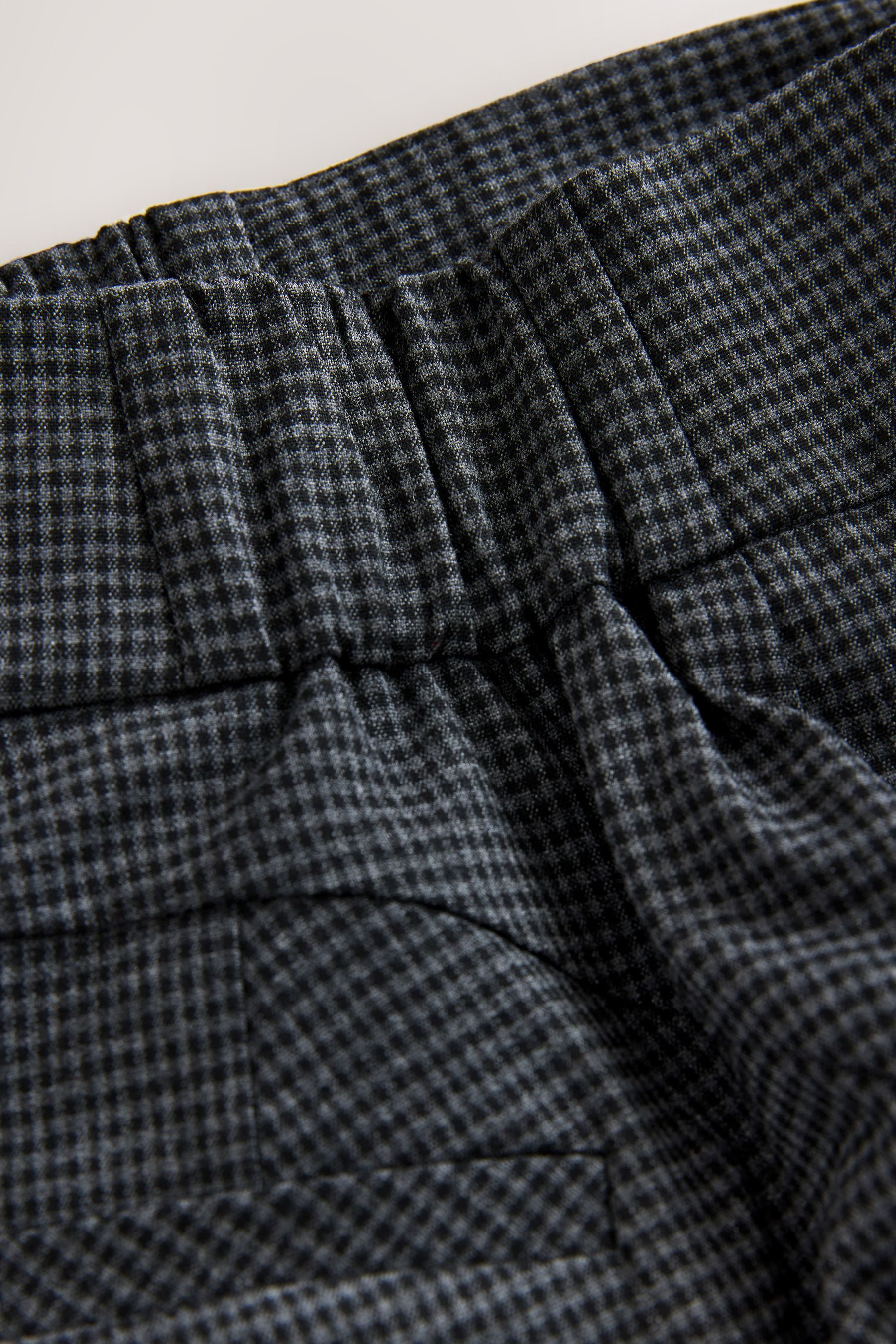 Next Stoffhose Tailored Slim Fit Hose mit Karomuster, Kurzgröße (1-tlg)