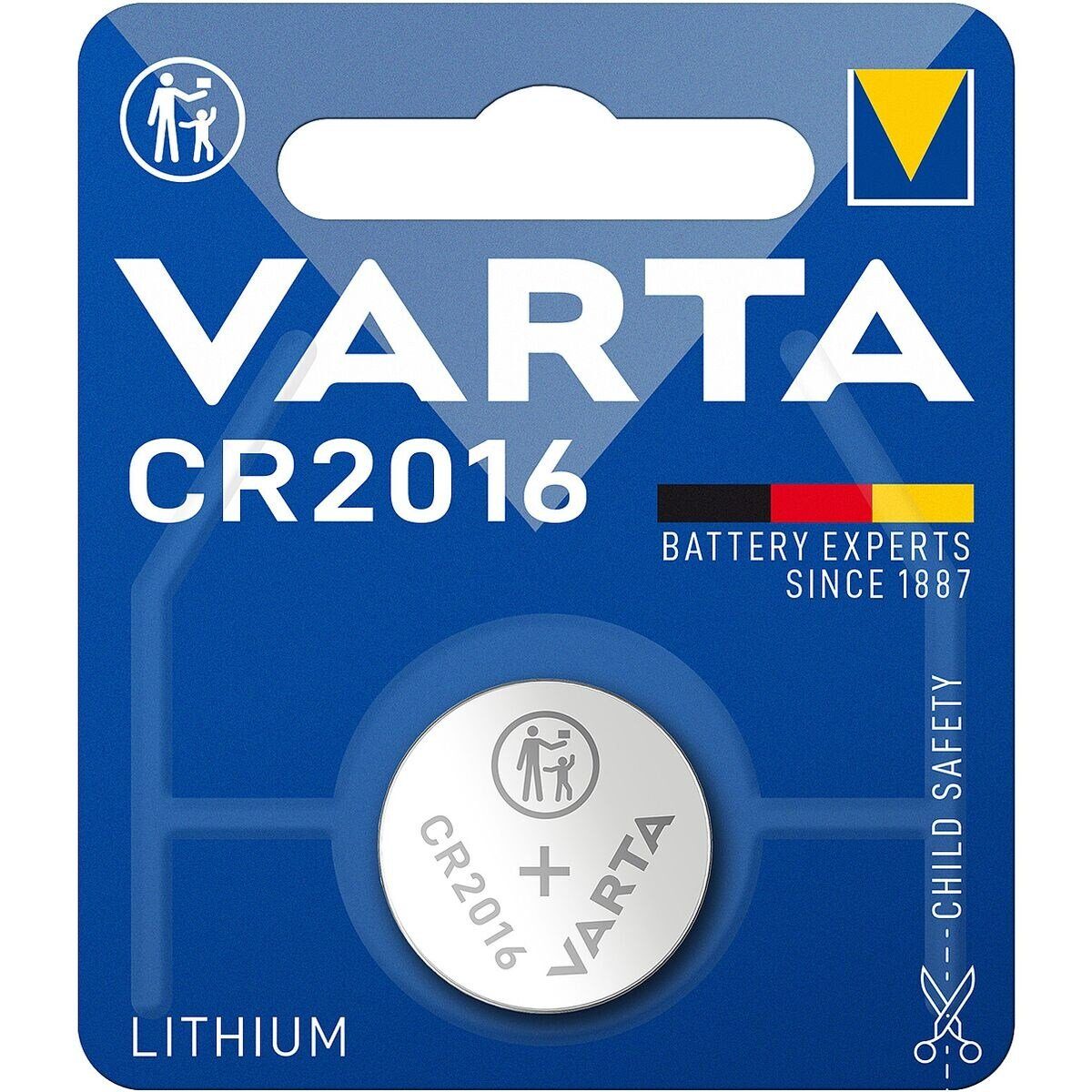 VARTA ELECTRONICS Knopfzelle, (3 V, 1 St), CR2016, lange Lebensdauer