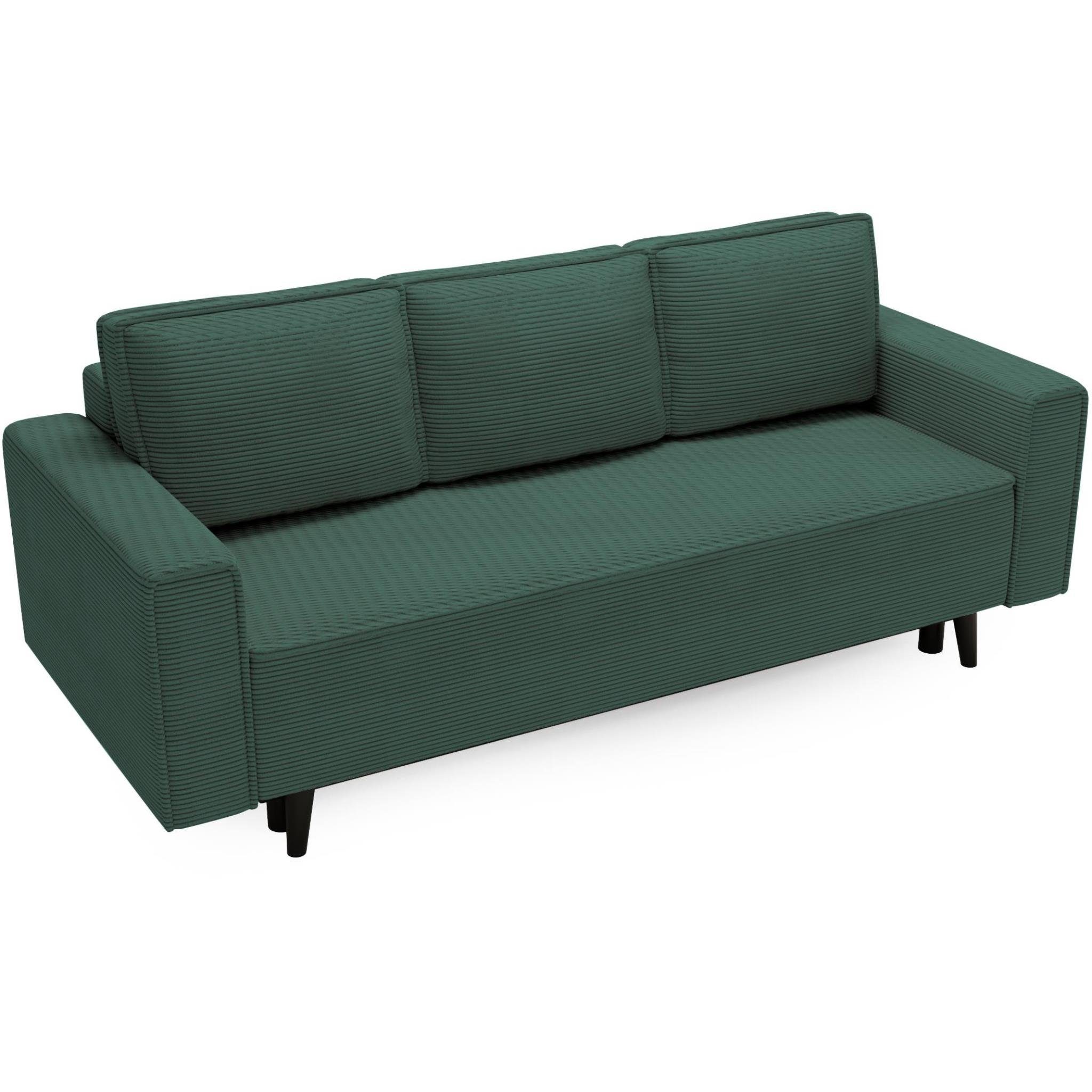 225x95 Beautysofa Monte, (poso Relaxfunktion, cm Polstersofa, Schlafsofa Grün stilvoll mit Bettkasten, Cord-Bezug, 14)