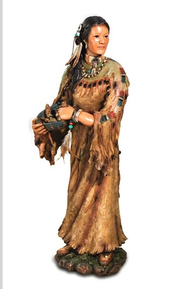 Sammelfigur Sammlerin mit Korb Amerikanische Ureinwohnerin Native American Figur