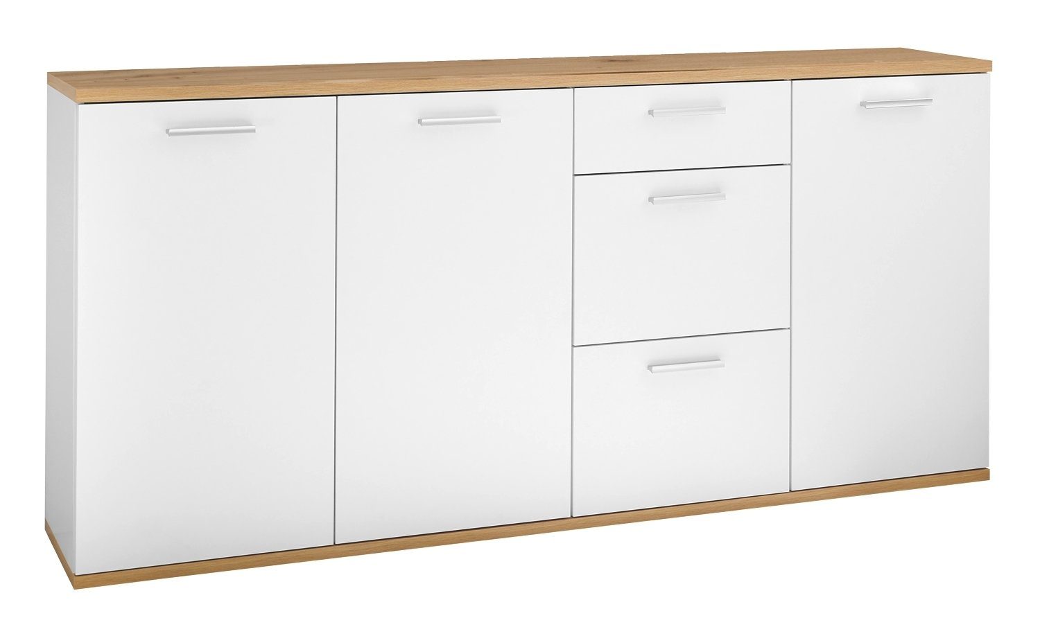 Bega Consult Kommode BC 1035, Artisan Eiche Dekor, Weiß matt, 3 Türen, 3 Schubladen, B 180 x H 86 x T 38 cm