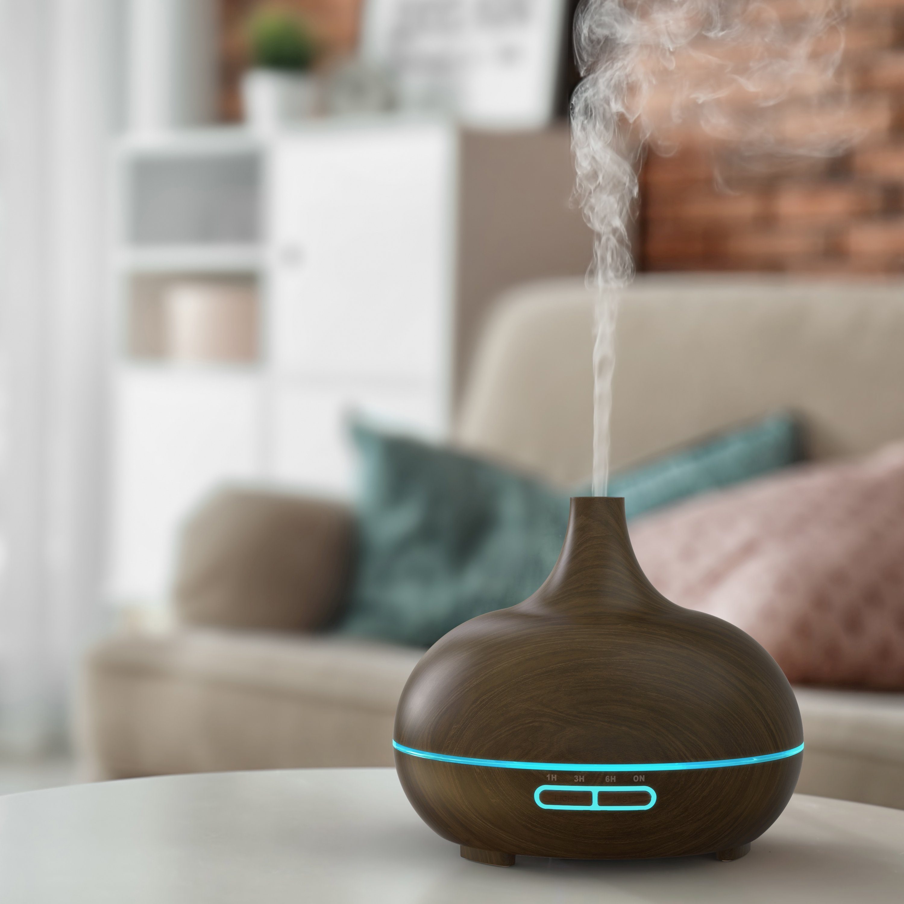 Arendo Diffuser Ultraschall LED Aroma Diffusor 300ml, Luftbefeuchter, Holzdekor, Timer, 0,3 l Wassertank, Raumbefeuchter, Nachtlicht, Dauernebelmodus, leises Betriebsgeräusch