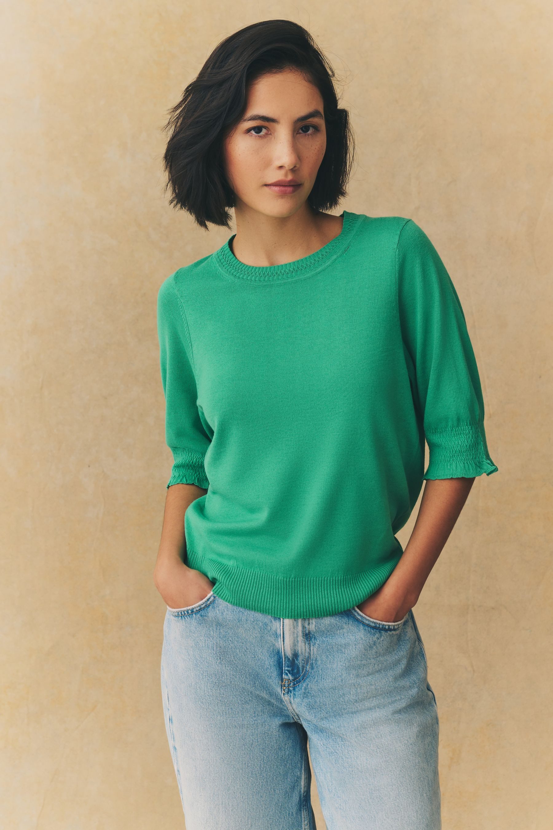 Next T-Shirt Kurzarm-T-Shirt mit Rüschenrand (1-tlg) günstig online kaufen