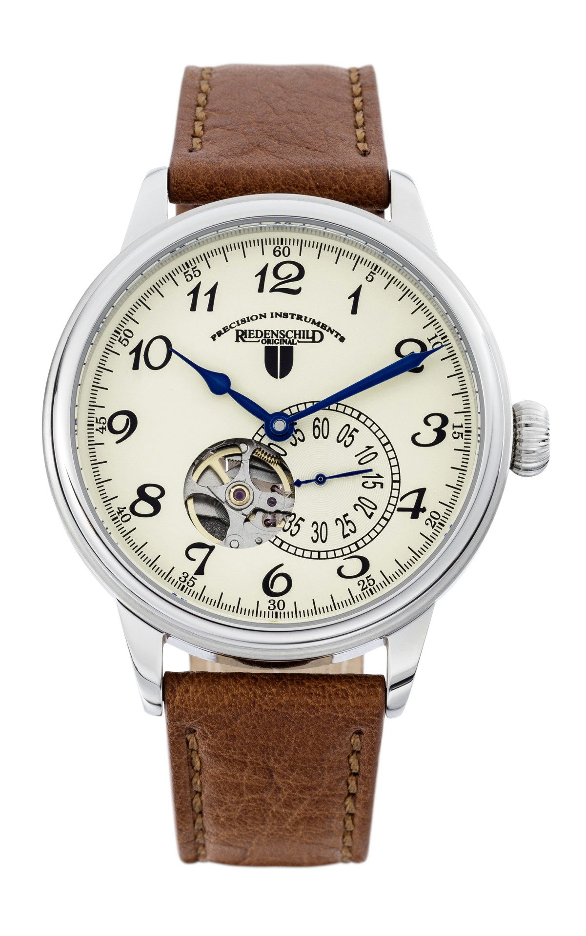Automatikuhr Herren – 42 mm, offenes Herz, beiges Zifferblatt, braunes Lederarmband RS7604-02