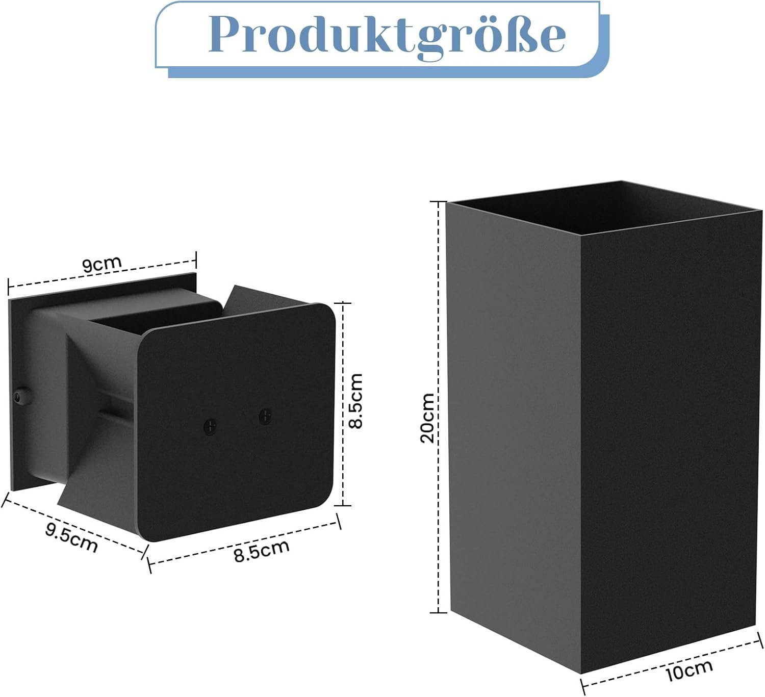 ZMH LED Wandleuchte Außenwandleuchte Schwarz Up Down 7W Wandstrahler Wand Treppenhaus, ‎Energieeffizient, LED fest integriert, 3000k, Außenleuchte Flur