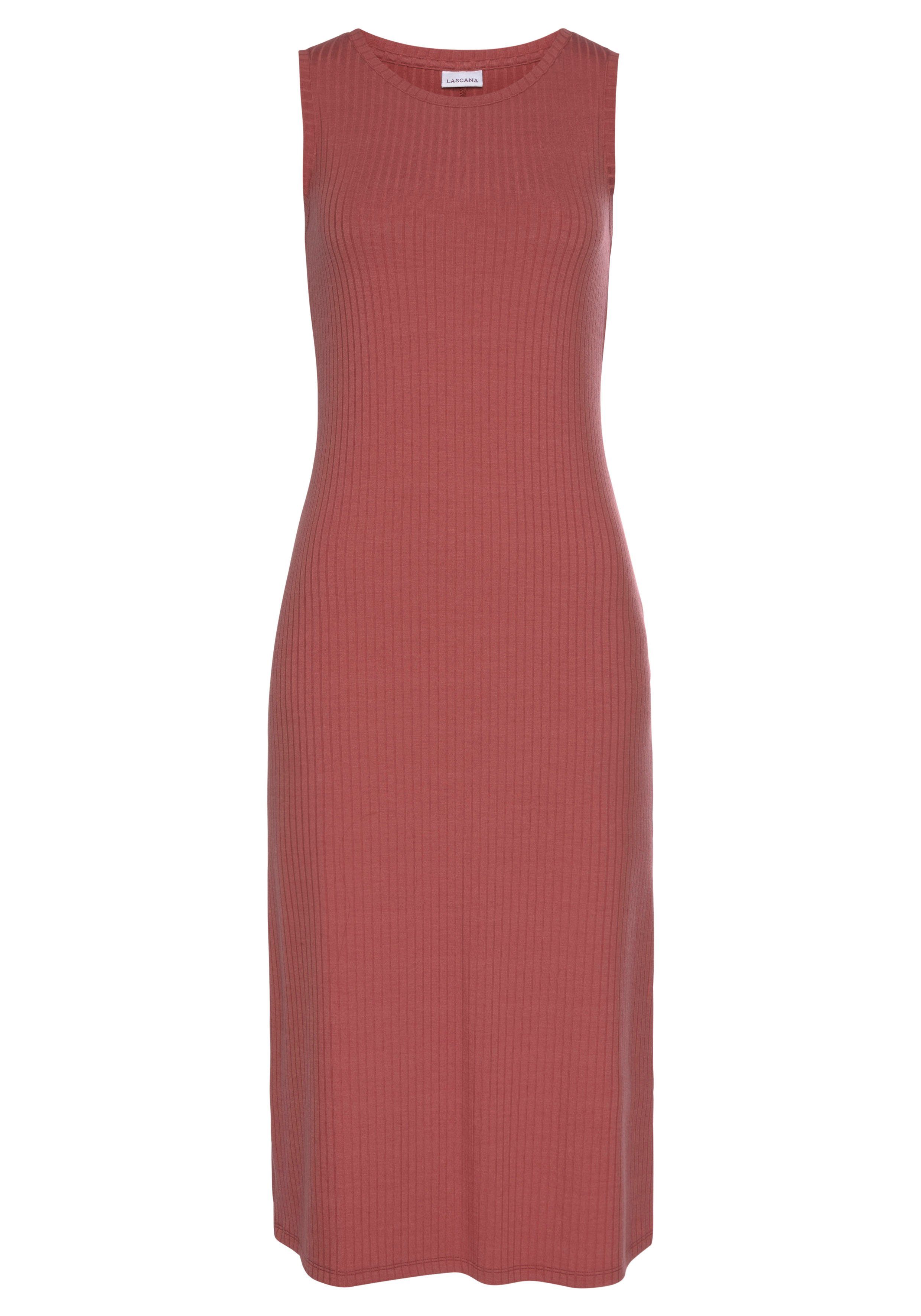 LASCANA Midikleid, aus Rippware, figurbetont, Sommerkleid, Basic günstig online kaufen