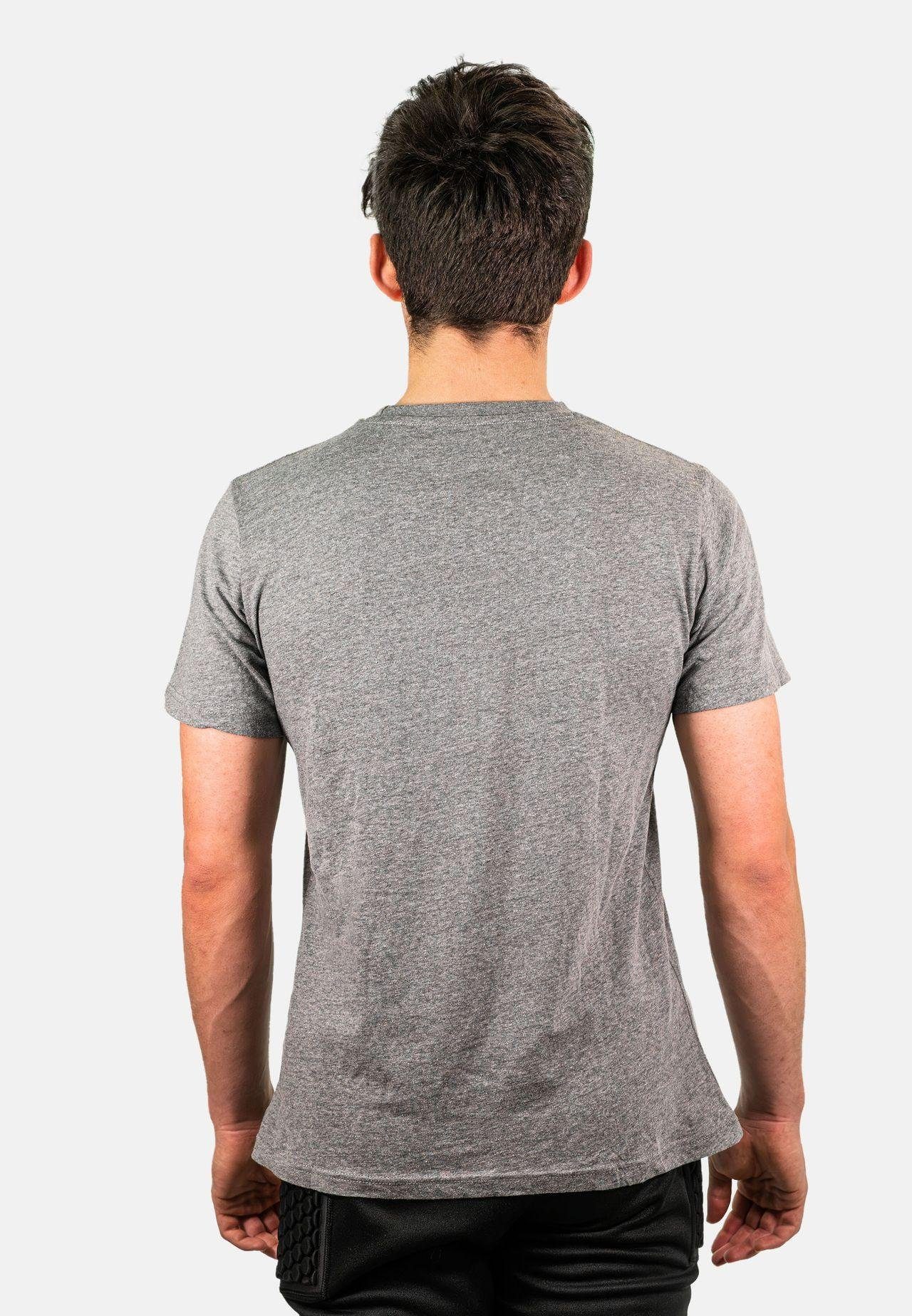 angenehmem (1-tlg) mit grau-weiß T-Shirt Reusch Rundhalskragen
