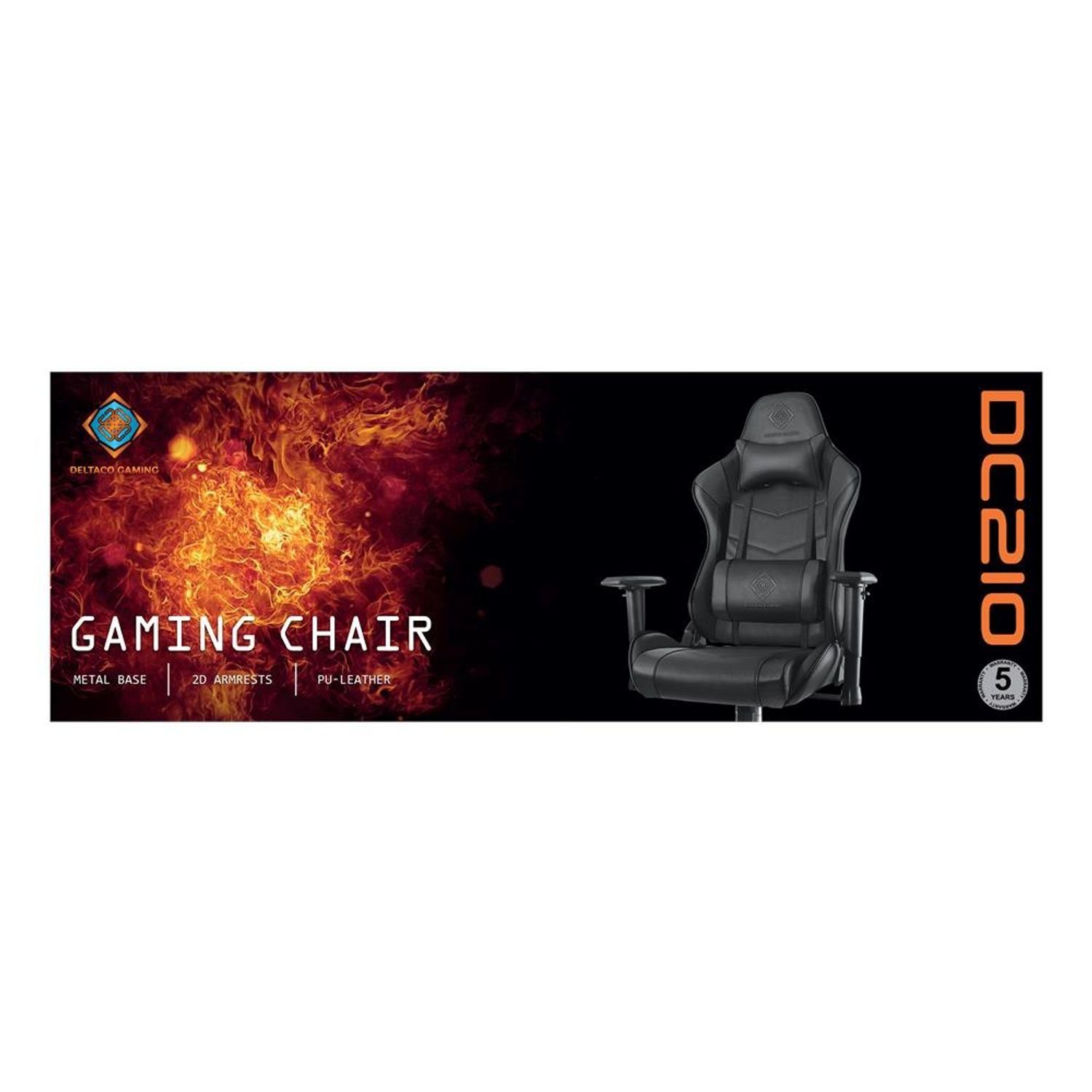 Kissen DELTACO Jahre Set), extra 5 Herstellergarantie schw., 110kg groß, Stuhl Jumbo Gamer hohe Gaming inkl. Stuhl schwarz Rückenlehne, Gaming-Stuhl (kein