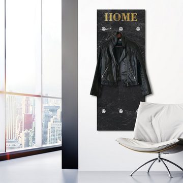 queence Wandgarderobe Marmoroptik - Home - Schwarz - Garderobe aus hochwertigem Acrylglas (1 St), 50x120 cm - mit Edelstahlhaken