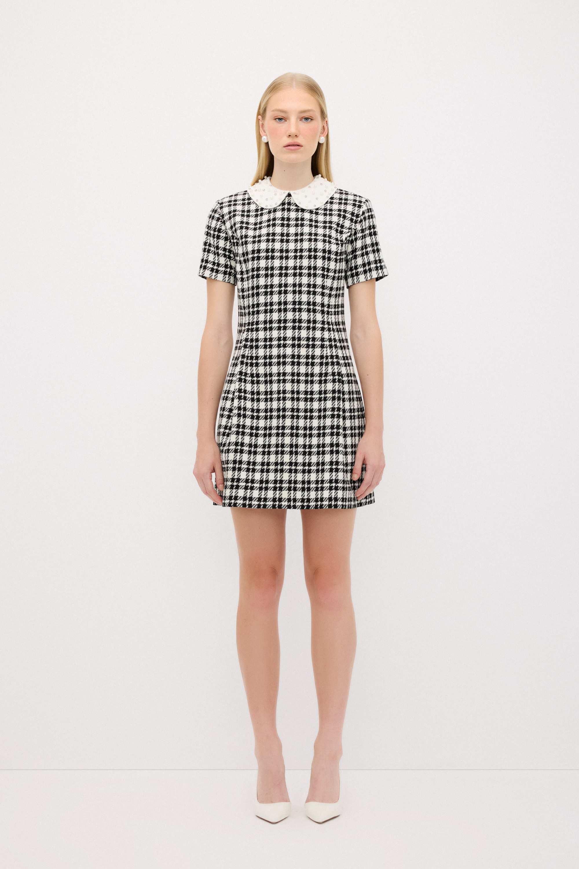 adL Minikleid Tweed-Minikleid mit Peter-Pan-Kragen