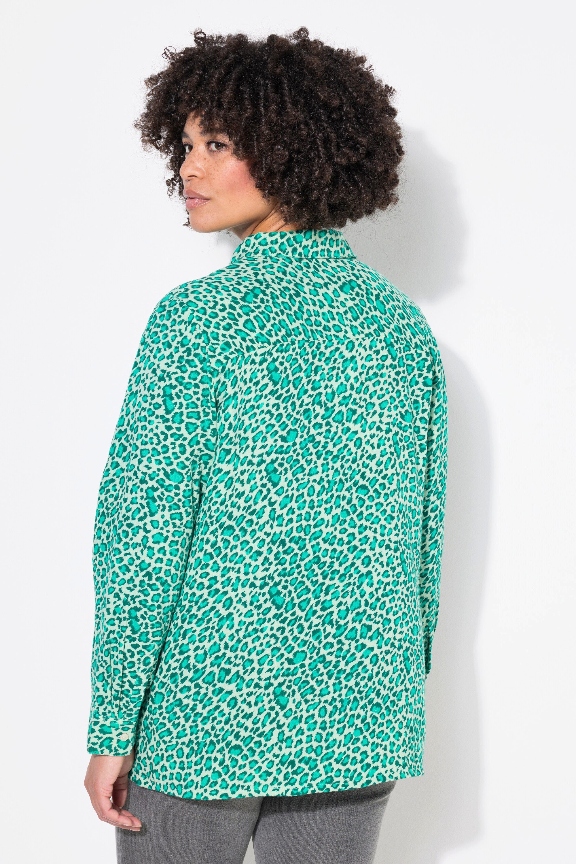 Angel of Style Hemdbluse Bluse oversized Musselin Leo-Druck