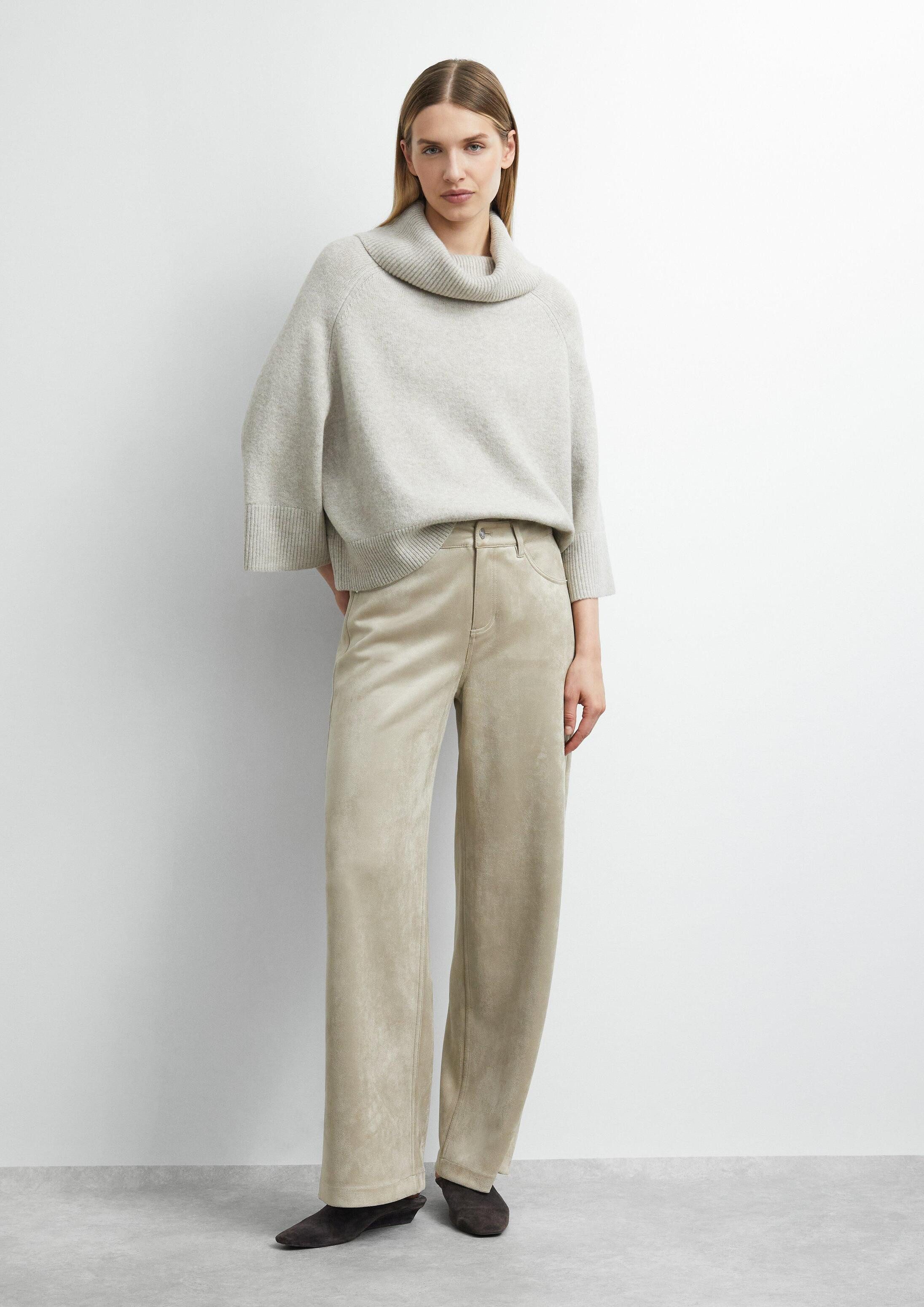 comma Chinos Hose Fake-Velours-Hose mit Wide Leg