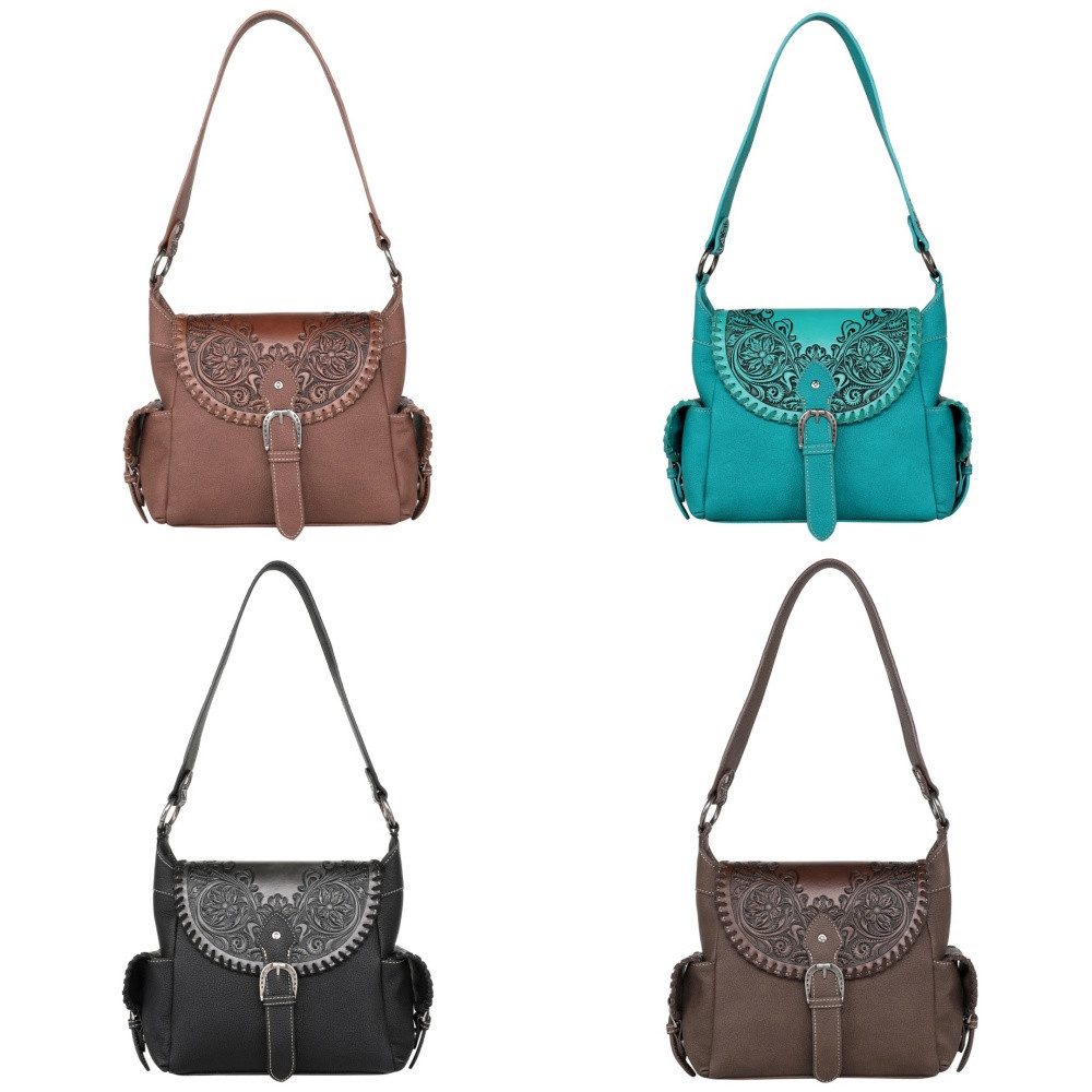 Westernlifestyle Schultertasche Pauline Handtasche Westerntasche Florale Prägung