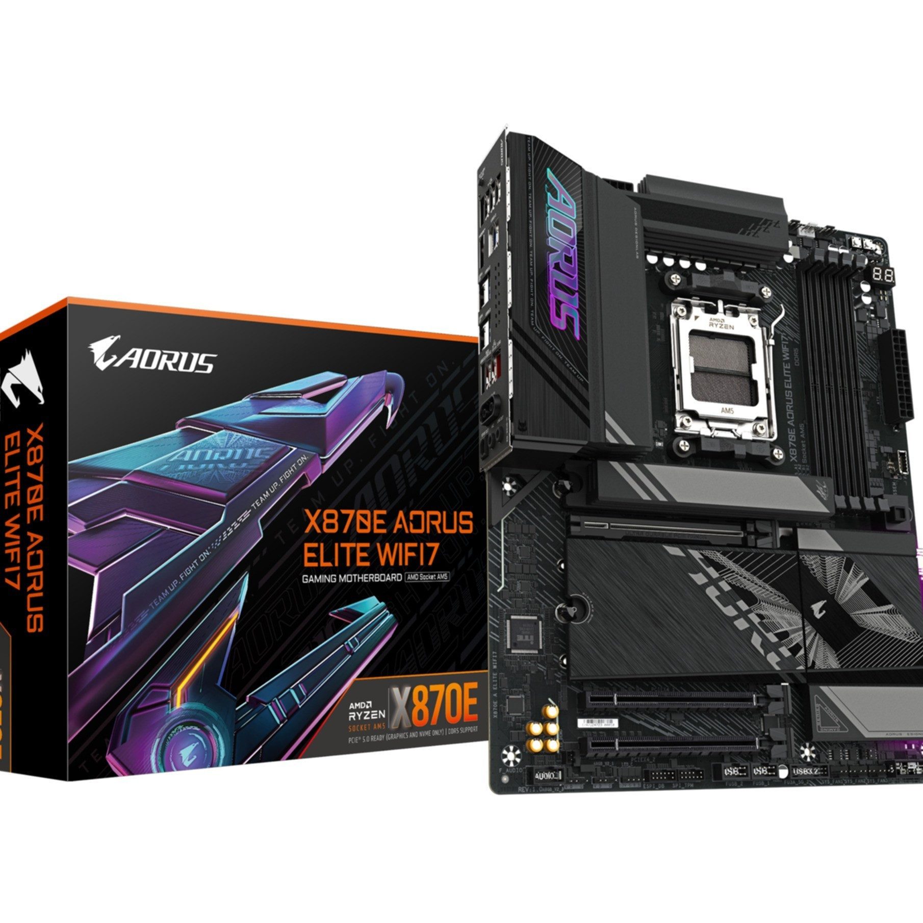 Gigabyte X870E AORUS ELITE WIFI7 Mainboard - Unterstützt AMD Ryzen 9000 CPUs, 1 Mainboard