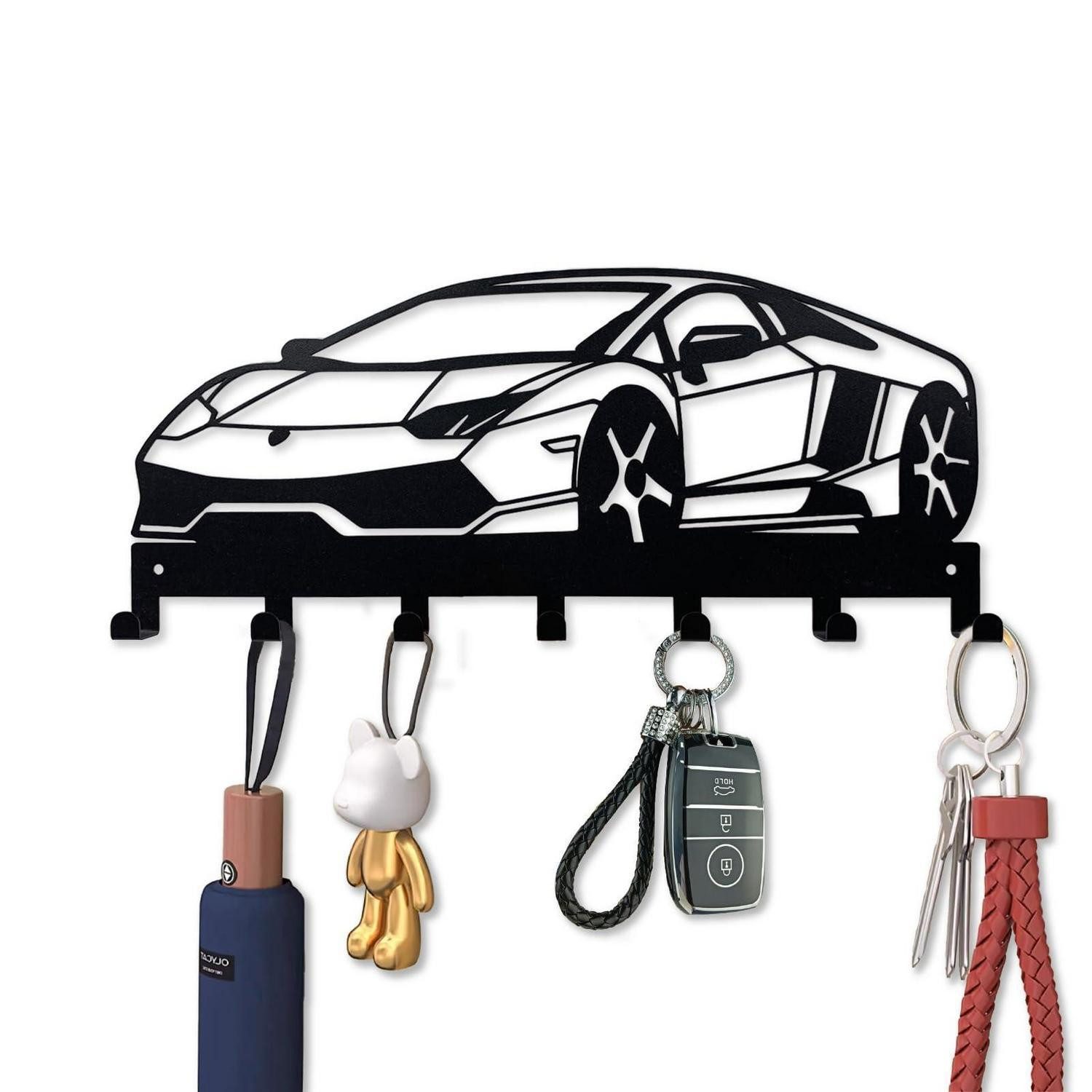 LuxusKollektion Schlüsselbrett Schlüsselhalter Metall Wand 7 Haken Schwarz, (1 St)