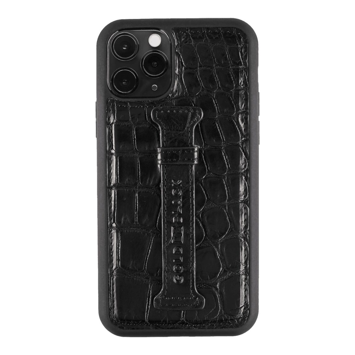 GOLDBLACK Handyhülle GOLDBLACK iPhone 11 Pro Lederhülle Mit Fingerschlaufe Krokodilleder