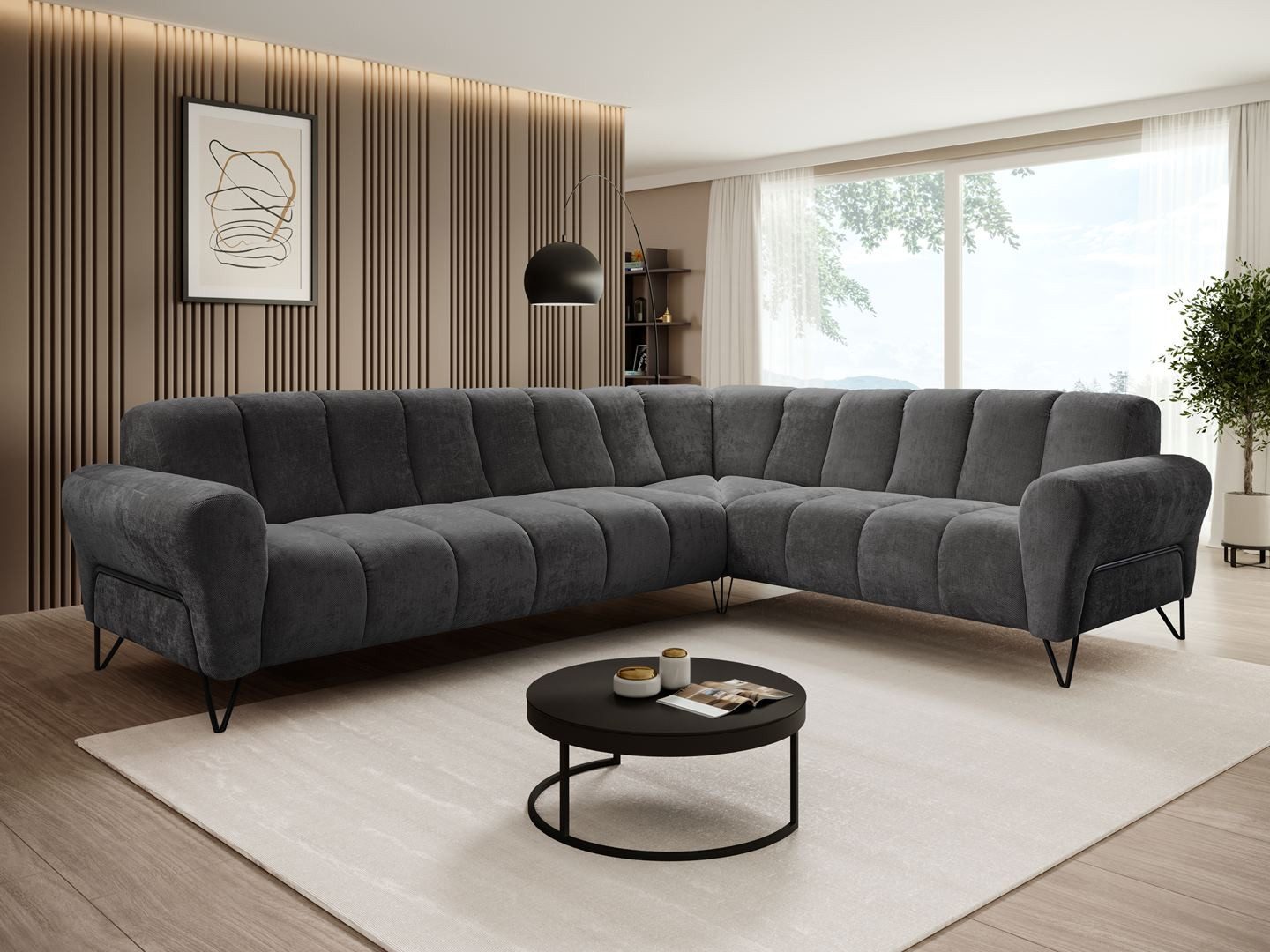 Beautysofa Ecksofa mit Metallbeine in schwarzer günstig online kaufen