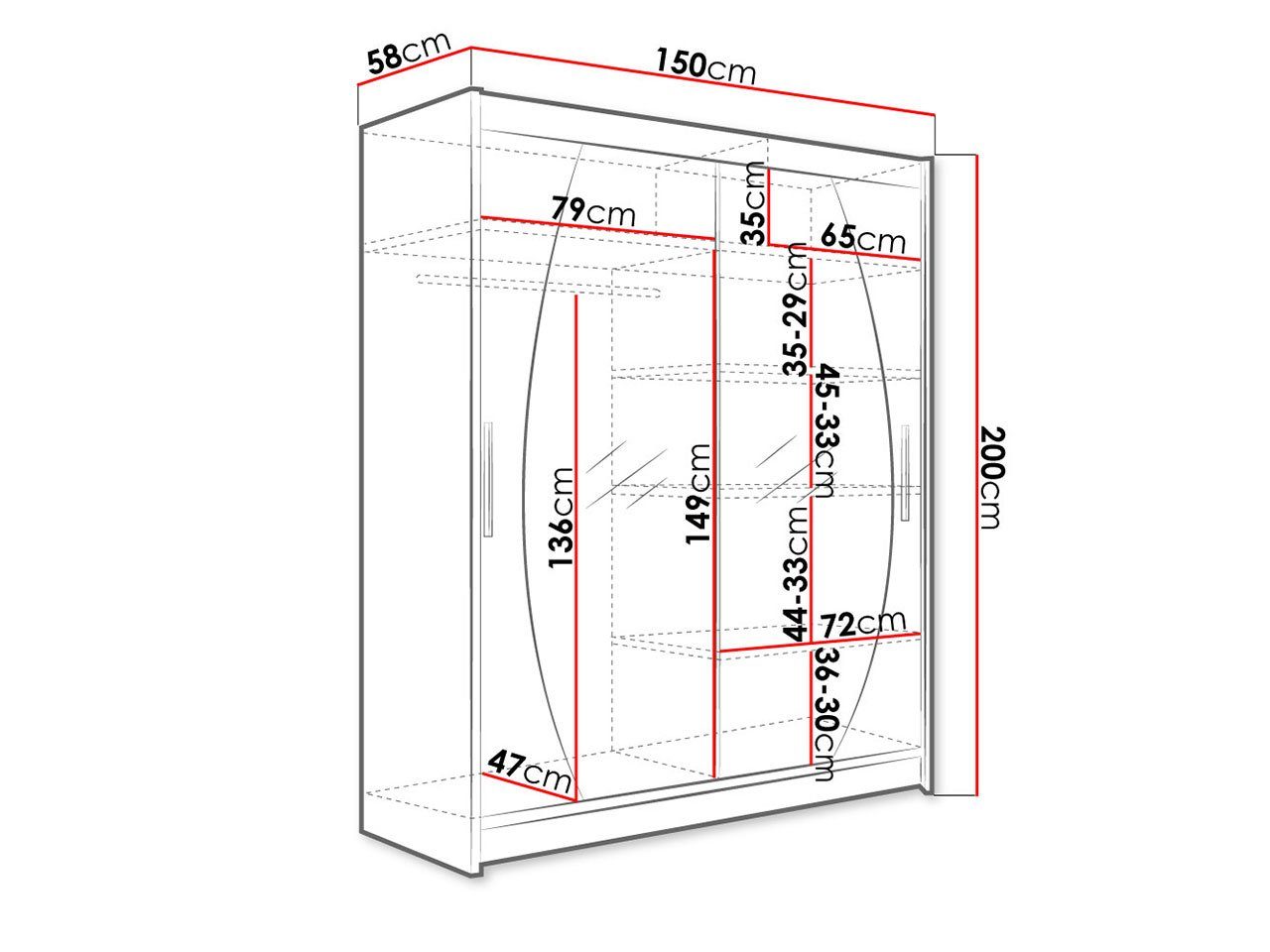 Westa Schiebetüren, (mit Garderobenschrank Schlafzimmerschrank, Spiegel Spiegel, / Mirjan24 Kleiderstange, VIII 2-türig, Einlegeboden) Eiche Sonoma Kleiderschrank