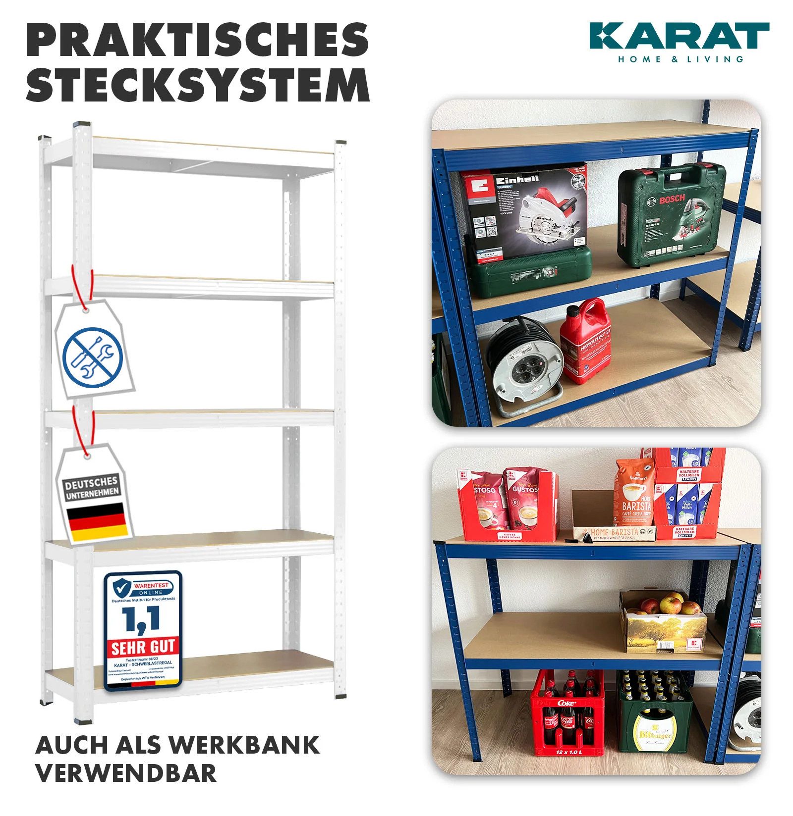 Office Marshal Schwerlastregal Grizzly, Erhältlich in 4 Größen, Standregal, Gesamtlast: 875 kg