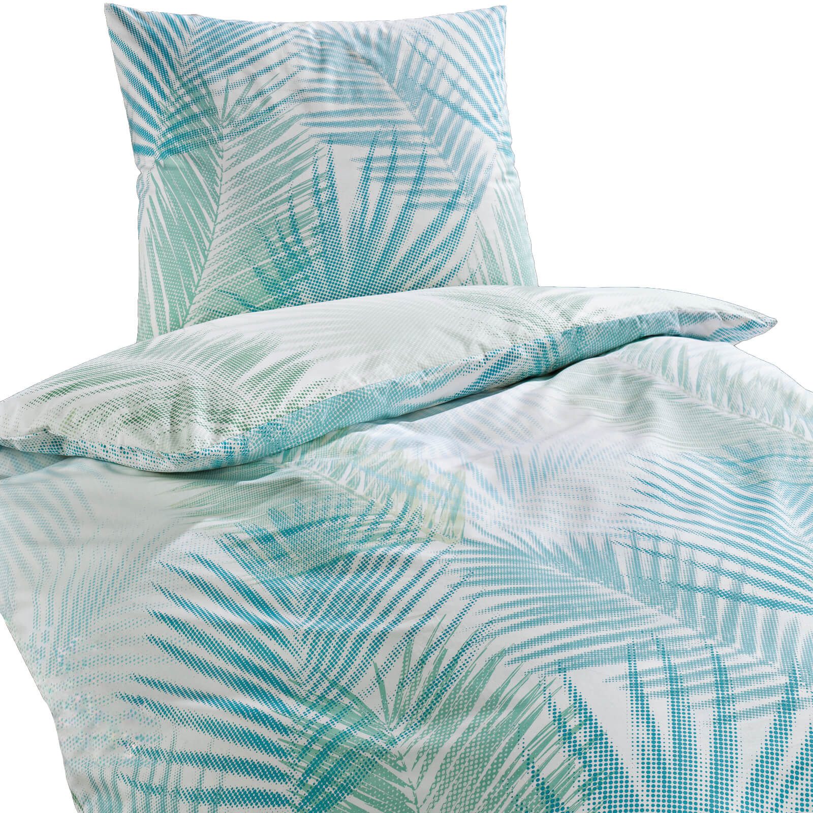 Trend Bettwäsche Palme Bunt, Perkal, 2 teilig, Wedel, Blätter, Pünktchen günstig online kaufen