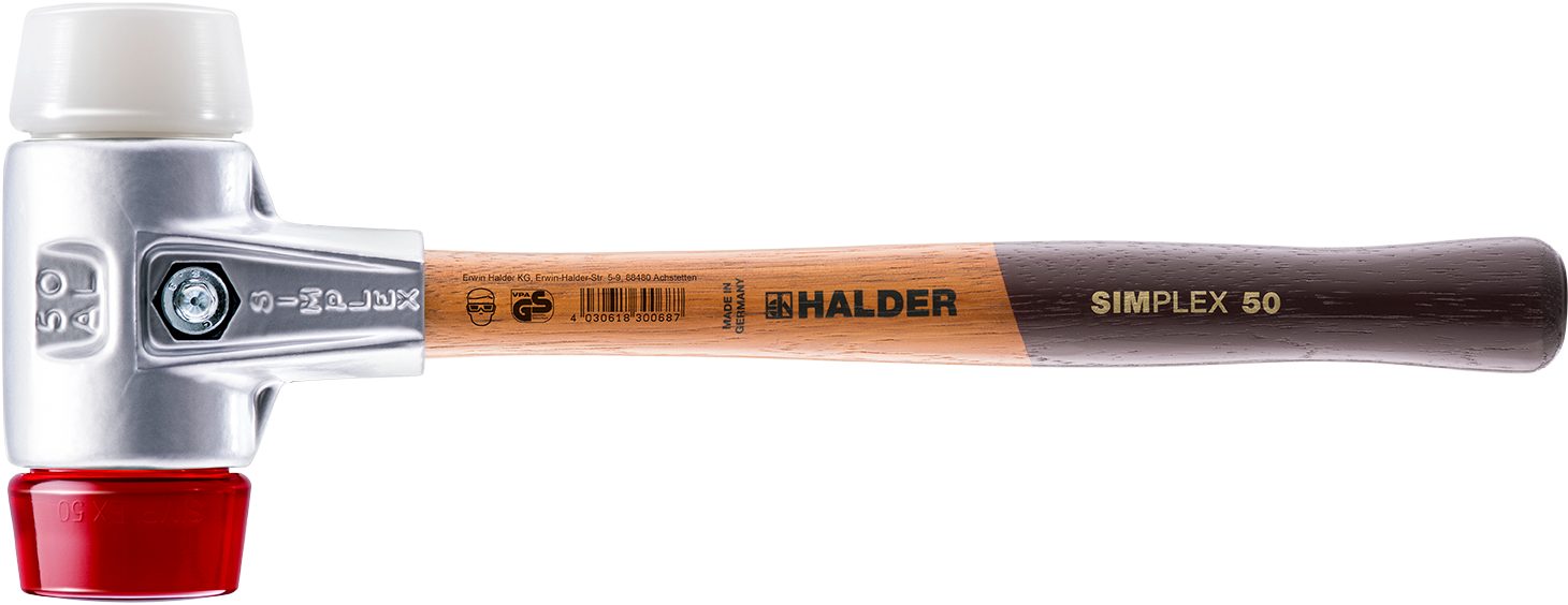 Halder KG Hammer SIMPLEX-Schonhämmer, mit Aluminiumgehäuse und hochwertigem Holzstiel Ø=40 mm 3167.040
