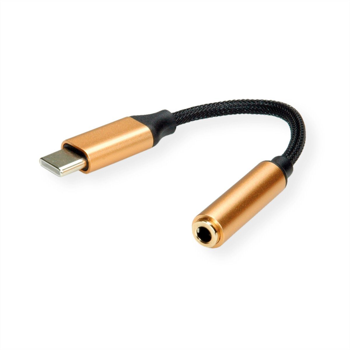 ROLINE GOLD Adapter USB Typ C - 3,5mm Audio, ST/BU Audio- & Video-Adapter USB Typ C (USB-C) Männlich (Stecker) zu Klinke 3,5 mm, 3-polig Stereo (Mini-Klinke) Weiblich (Buchse), 13.0 cm