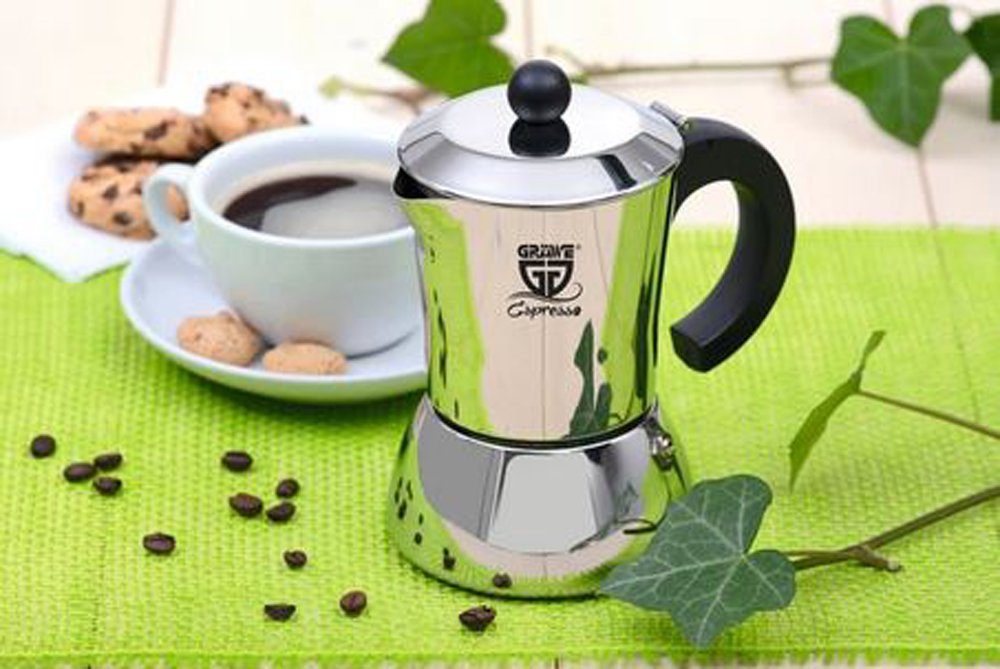 GRÄWE Espressokocher GRÄWE Espressokocher aus Edelstahl, Für alle Herdarten geeignet – Induktion, Gas, Elektro und Glaskeramik