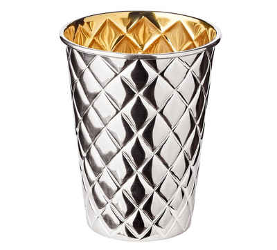 EDZARD Becher »Pilar«, Messing, Trinkbecher im cleanen Design, Vase mit Silber-Optik, gravurfähig, schwerversilbert, 300 ml