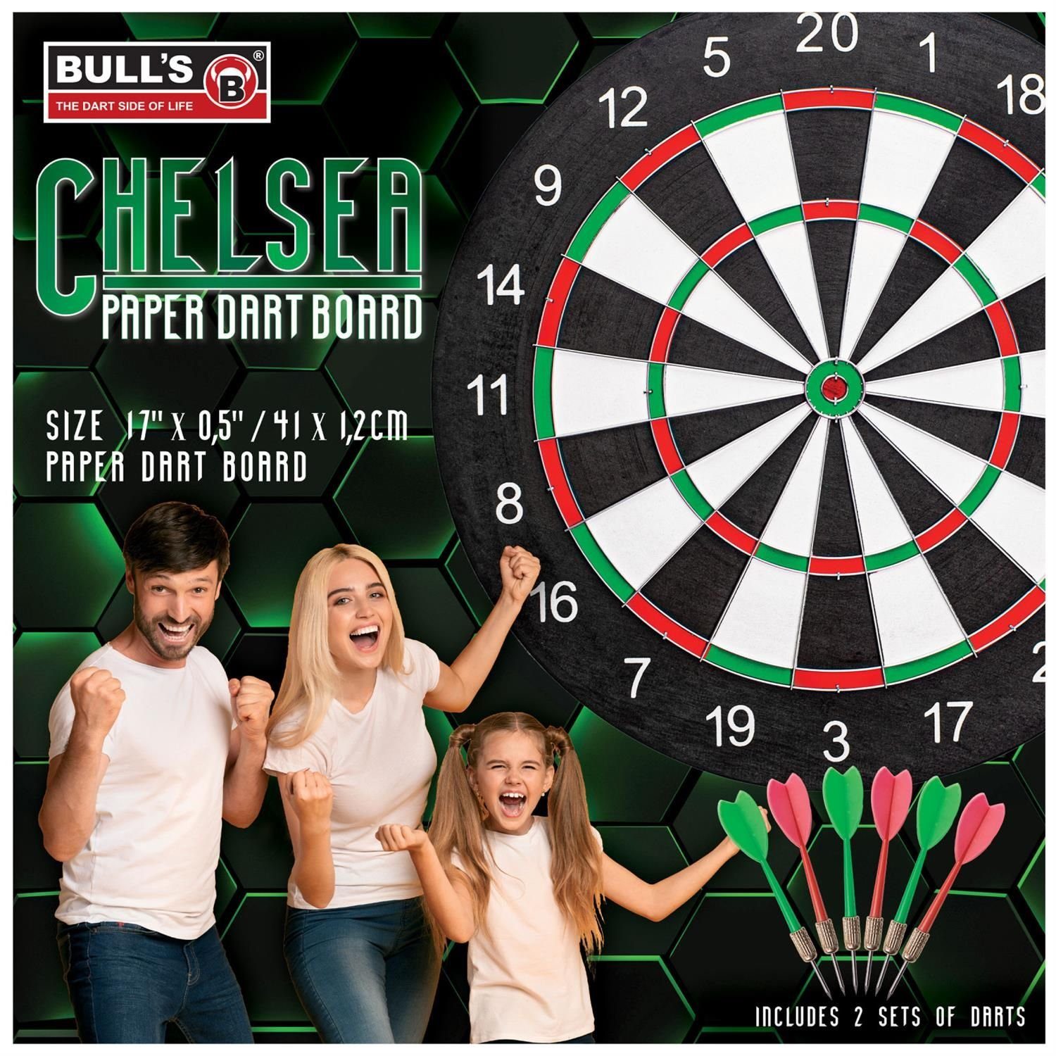 BULL'S Dartscheibe Chelsea Paper, Dartboard Dart Board Scheibe Darts
