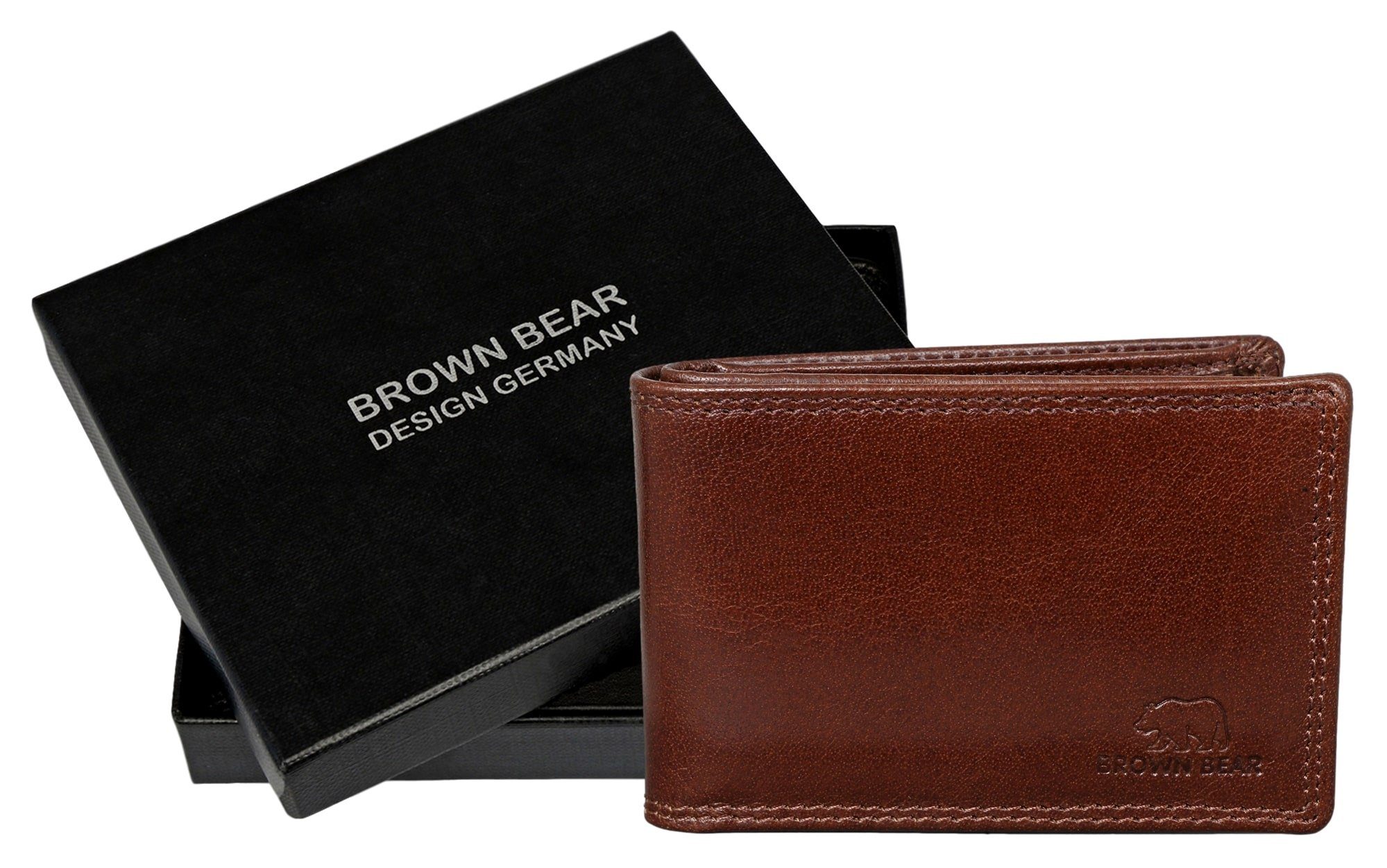 Mini Echtleder, Modell Farbe Mini Braun Geldbörse mit Portemonnaie 4 RFID-Schutz Brown - und aus Toscana 8006-B Kartenfächern Bear