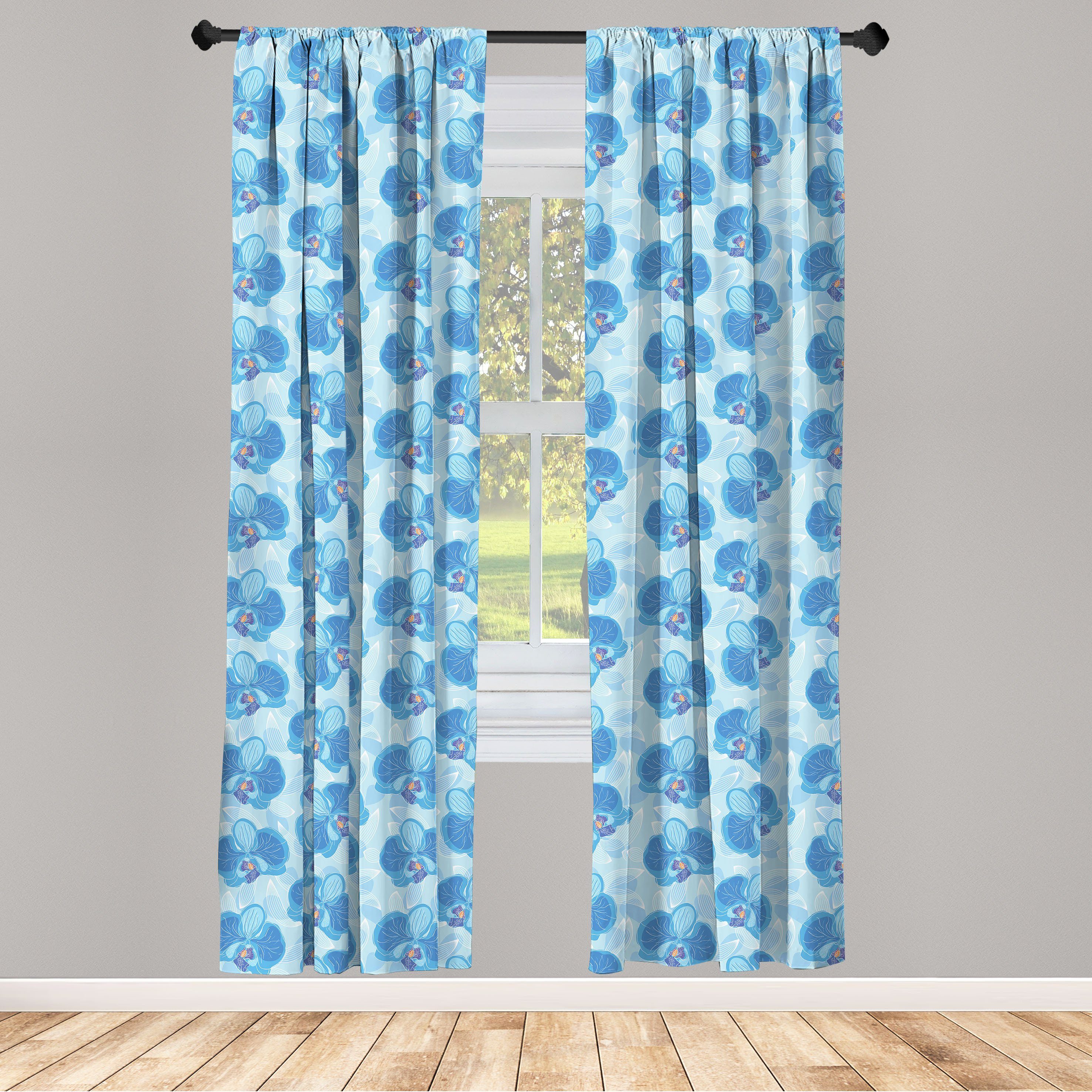 Gardine Vorhang für Wohnzimmer Schlafzimmer Dekor, Abakuhaus, Microfaser, Blume Soft Blue Orchid Blüten
