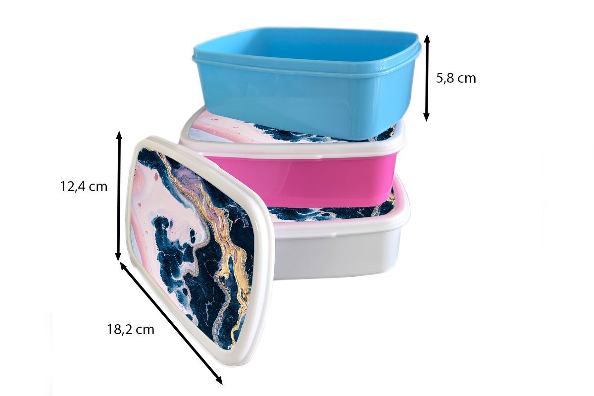 Kunststoff Kunststoff, für Brotdose Kinder, Mädchen, Gold, Marmor - Rosa Snackbox, Erwachsene, - Brotbox (2-tlg), Lunchbox MuchoWow