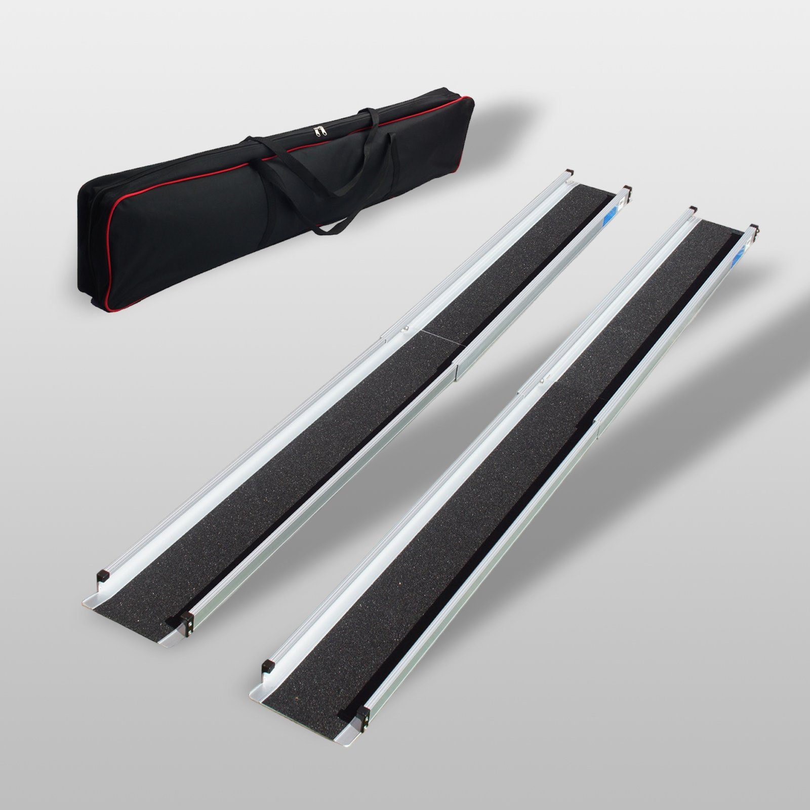 Auffahrrampe Teleskoprampe 105-183cm Alu grau schwarz beschichtet Rollstuhlrampe