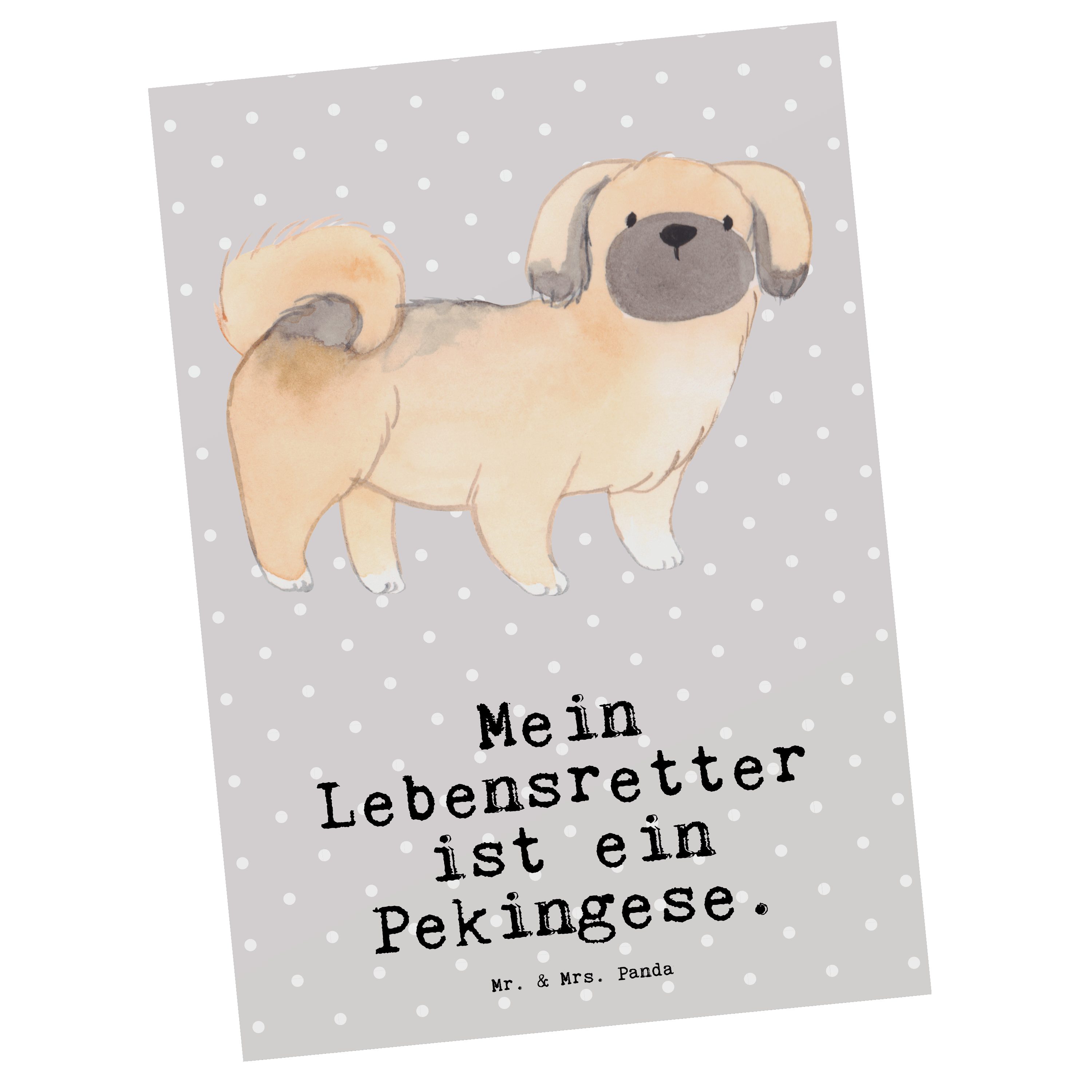 Mr. & Mrs. Grau Pekingese Geschenk, Hund, Pastell Postkarte Geschenkkarte Lebensretter Panda - 