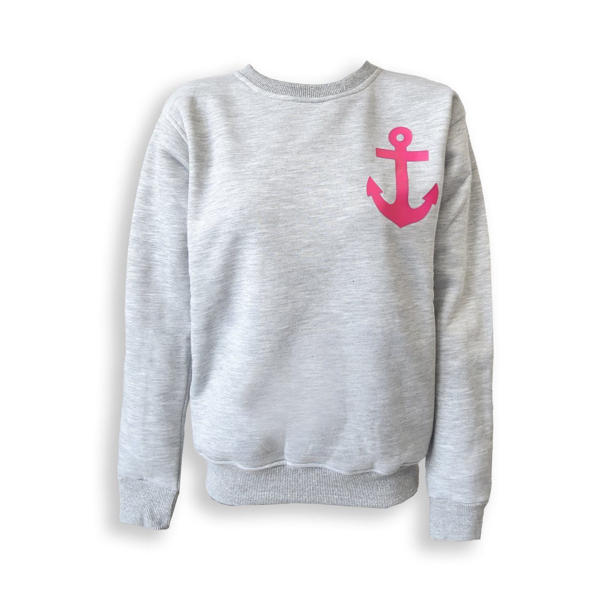 Sonia Originelli T-Shirt Sweatshirt "Anker" Maritim Druck Damen Unifarben Pullover geeignet für: Damen hellgrau-pink
