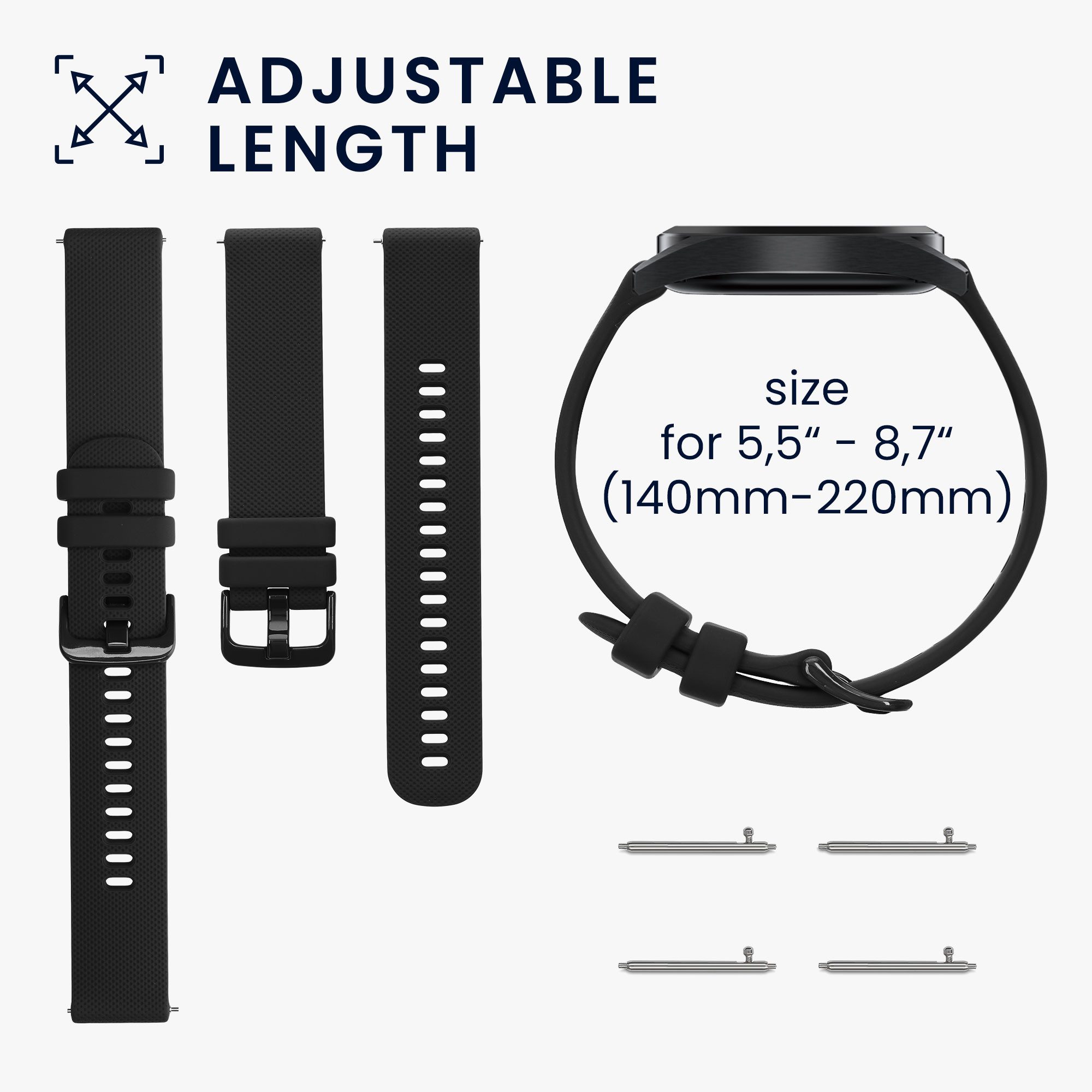 kwmobile Uhrenarmband für 20mm Amazfit Active 2 / 2 Square / Active Edge / Bip Smartwatch, 1-tlg., Ersatzarmband für Fitnesstracker - Wechselarmband Smartwatch – Bild 5 von 5