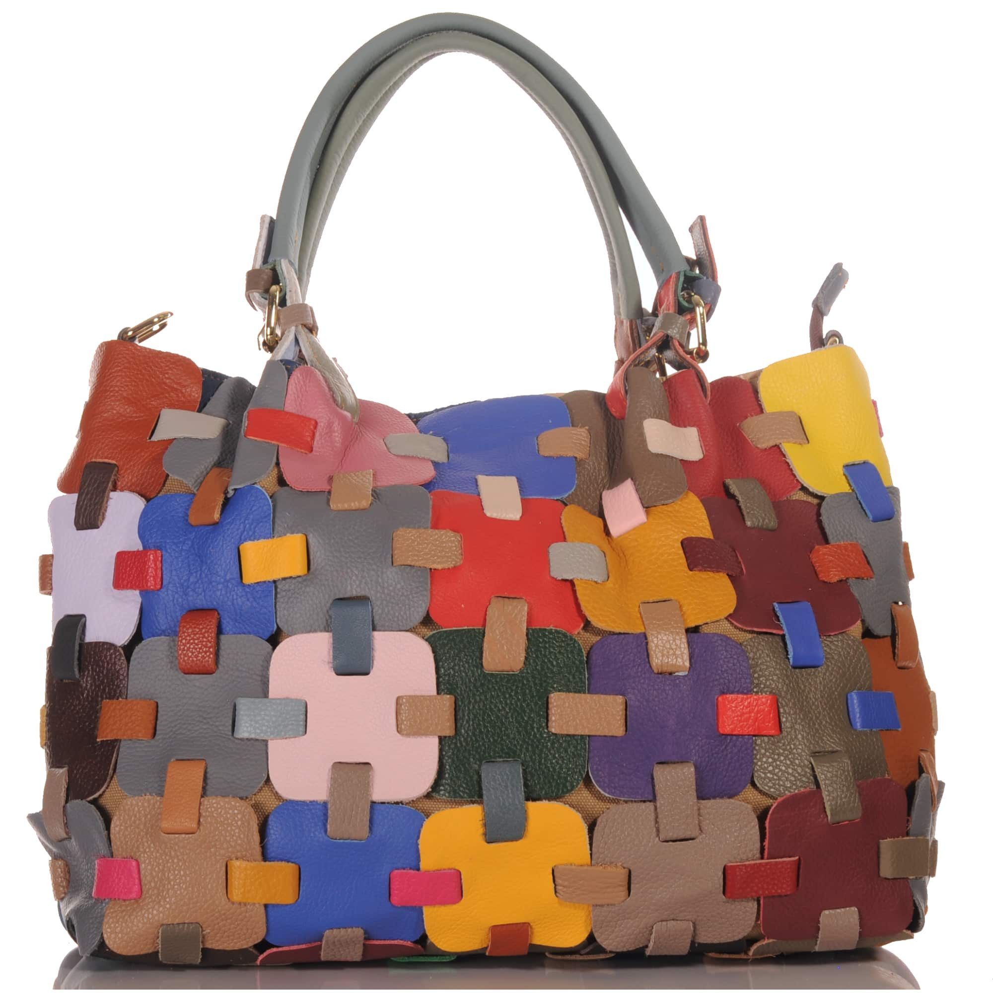 KMISSO Henkeltasche Damen Leder Patchwork Umhängetasche Shopper Schultertasche 30666 (1-tlg), im eleganten Look