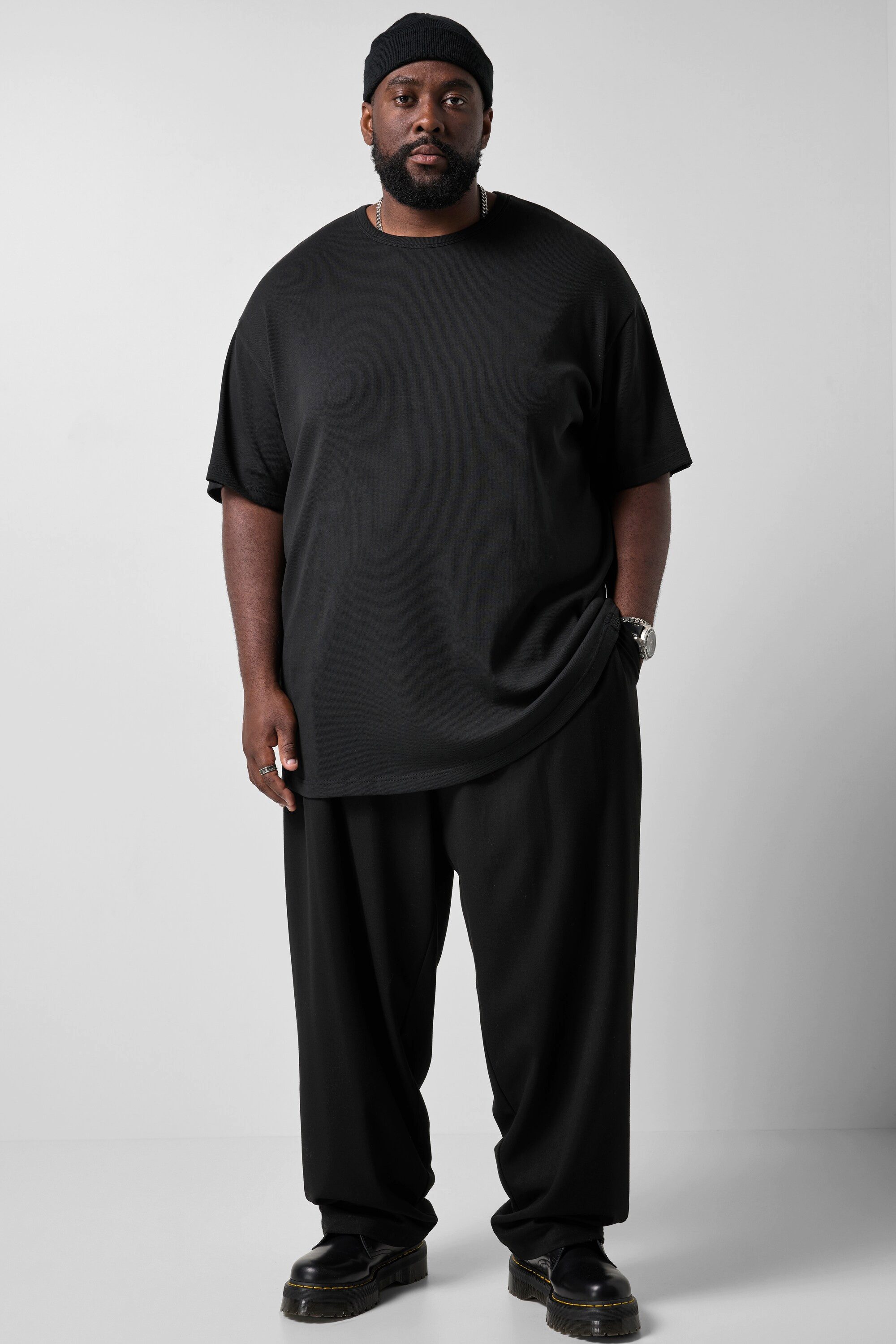 STHUGE T-Shirt T-Shirt Halbarm oversized Rippjersey bis 8 XL