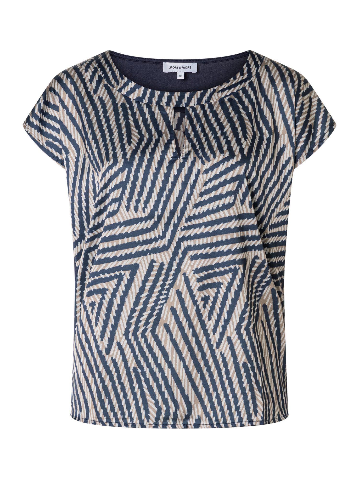 MORE&MORE Kurzarmshirt Blusenshirt Materialmix günstig online kaufen