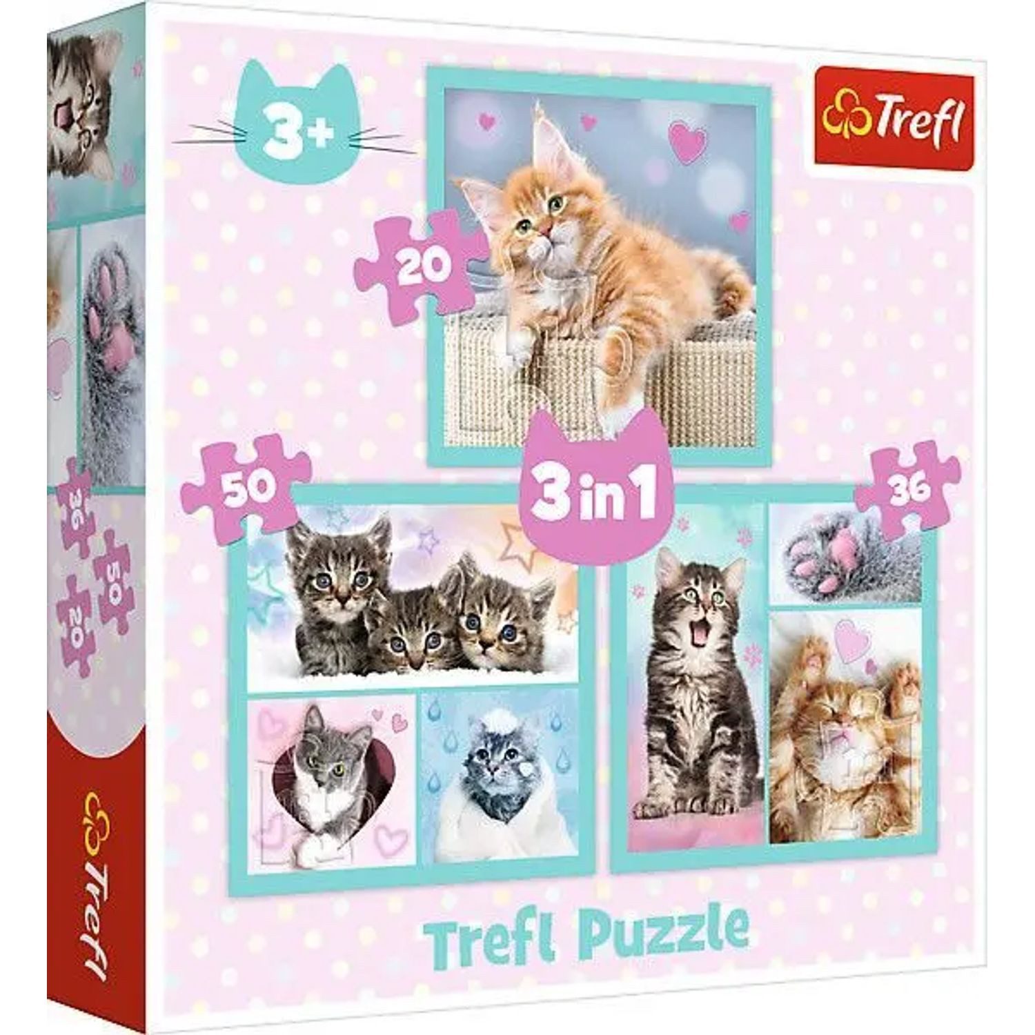 Trefl Puzzle 3 in 1 Puzzle - Katzen, 199 Puzzleteile