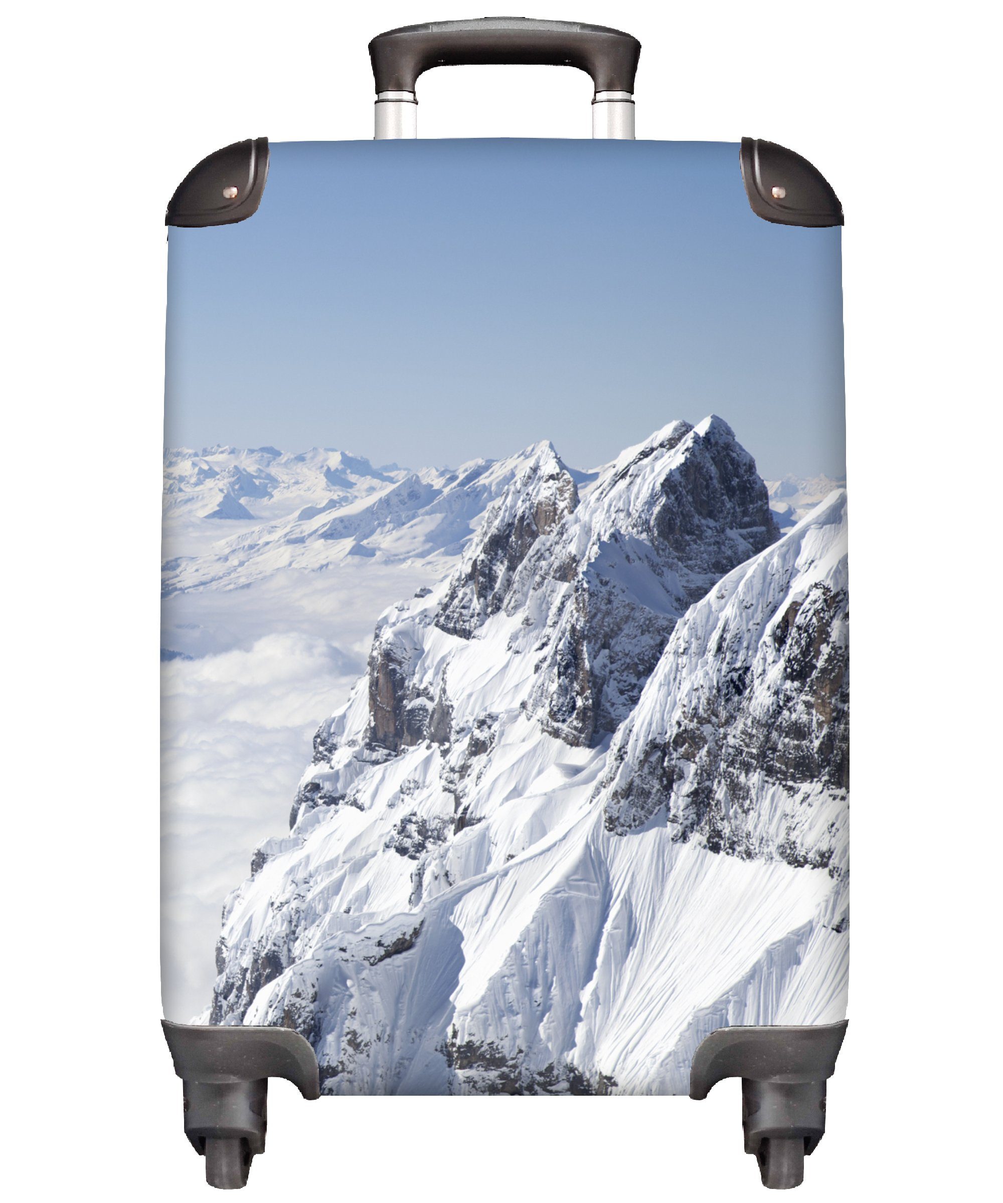 MuchoWow Handgepäckkoffer Alpen - Schnee - Berg, 4 Rollen, Reisetasche mit rollen, Handgepäck für Ferien, Trolley, Reisekoffer