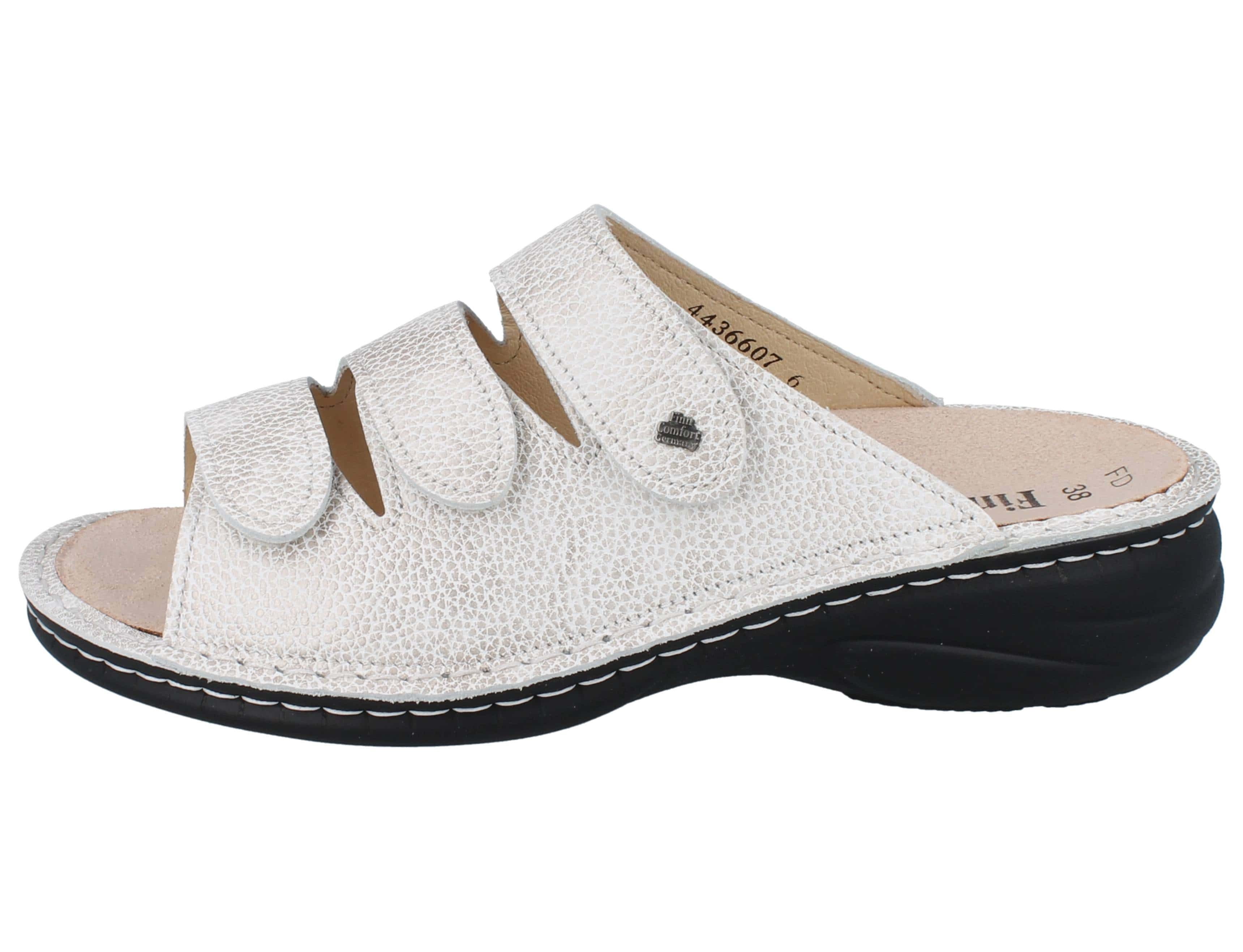 Finn Comfort FINN COMFORT Hellas Damen Pantolette taupe beige Glattleder - Größe: Pantolette Wechselfußbett