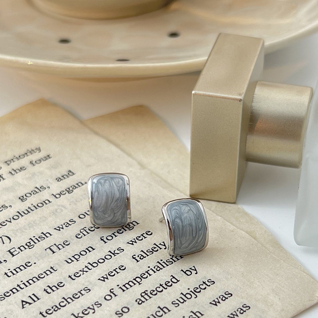 Vintage-Ohrringe, Paar Sterling Damen, Frauen Ohrhänger Silber Ohrringe Quadratische s925 Ohrstecker, für Haiaveng für Silberschmuck