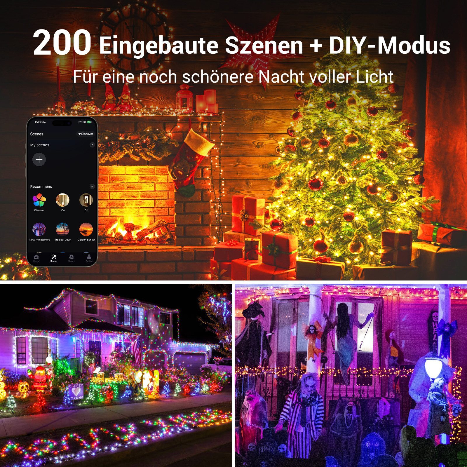 Elegear LED-Lichterkette 10-100M Lichterkette Weihnachtsdeko Innen/Außen günstig online kaufen