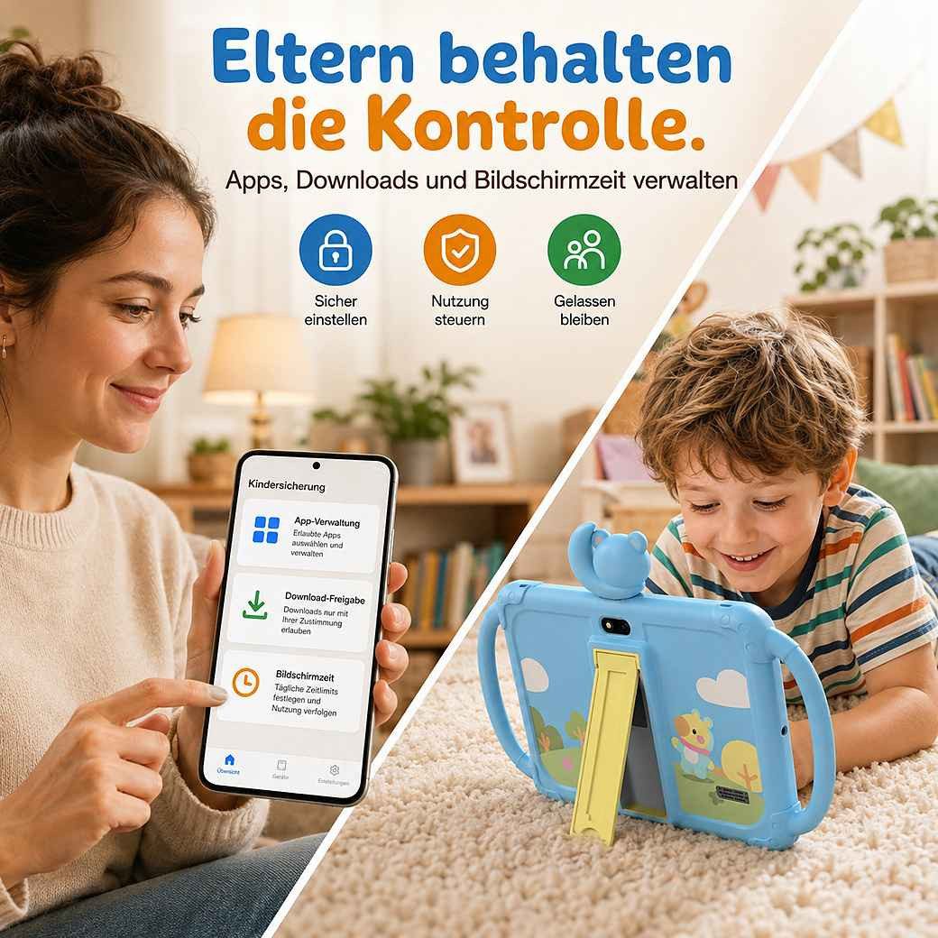 VekfulPC 7" Kindertablet mit abnehmbarer Cartoon-Kopf HD WiFi Tablet (7", 32 GB, 3000 mAh, laute Lautsprecher, Sturz- und spritzwasserfest) – Bild 5 von 5