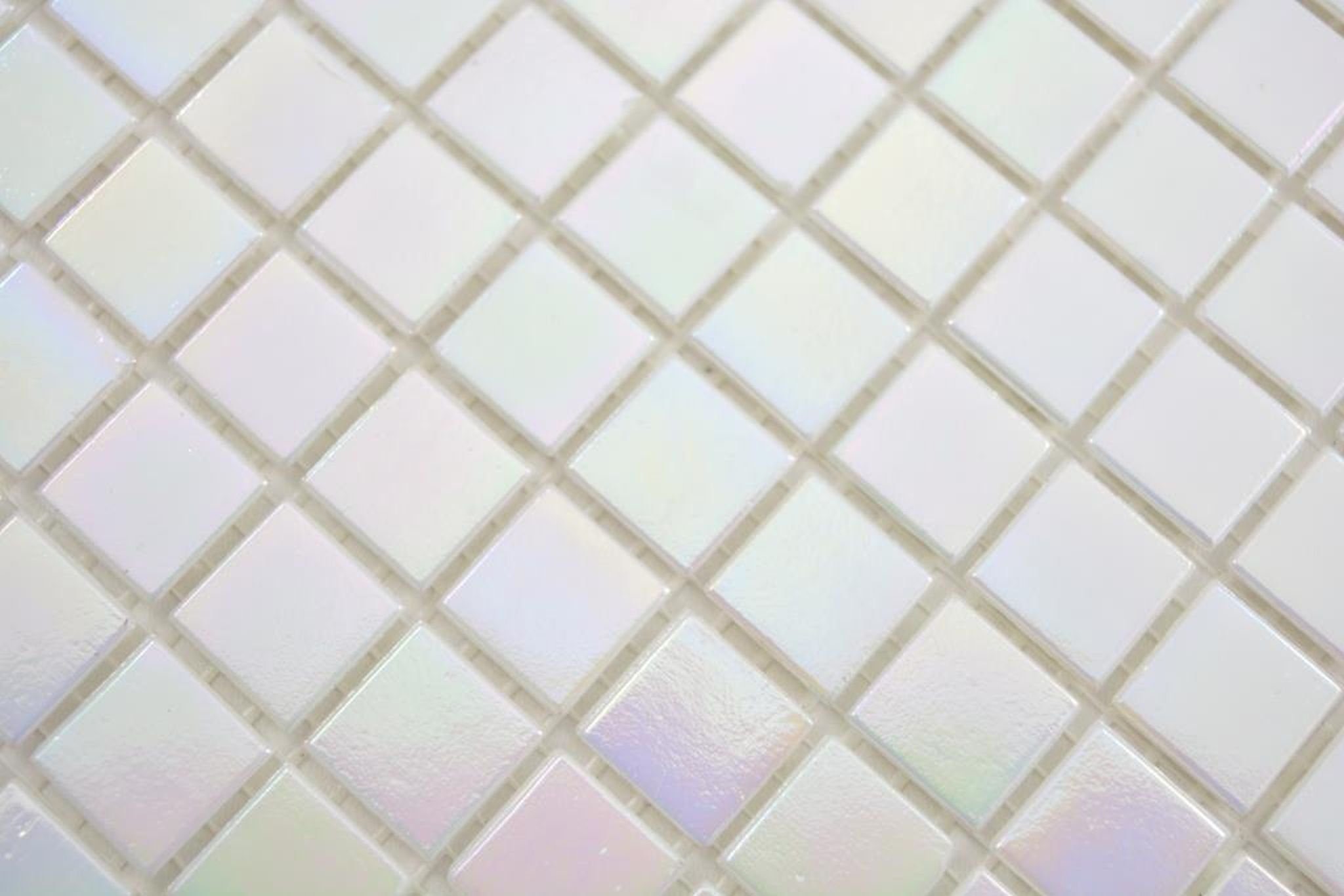 Mosani Mosaikfliesen Glasmosaik Mosaikfliesen weiss perlmutt iridium irisierend